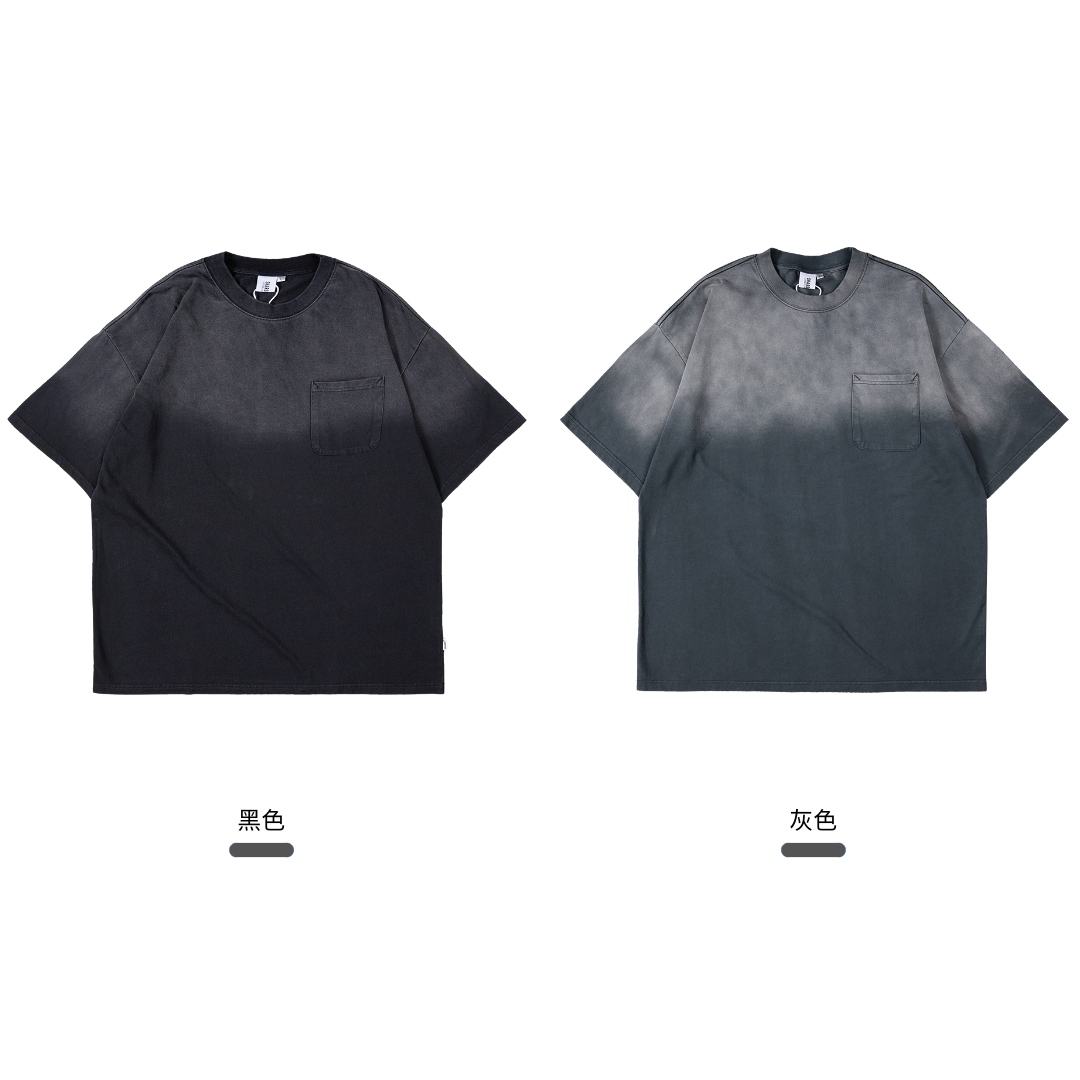 SALE- 蠟染洗舊 口袋 短T  寬鬆闊型 男生寬鬆 五分袖 短袖【 FUZY 】- S201686