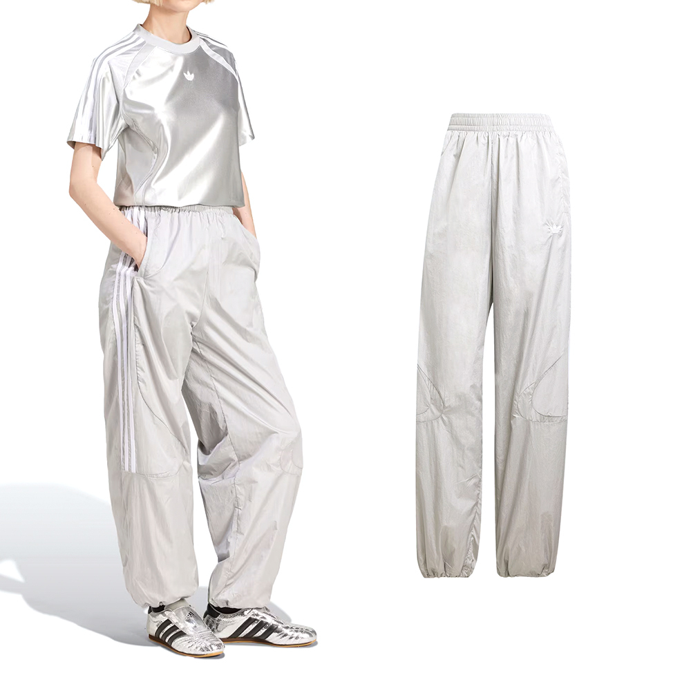 Adidas Teamgeist TP 女款 灰白色 運動 休閒 寬鬆 三葉草 腰部鬆緊 長褲 JD0258