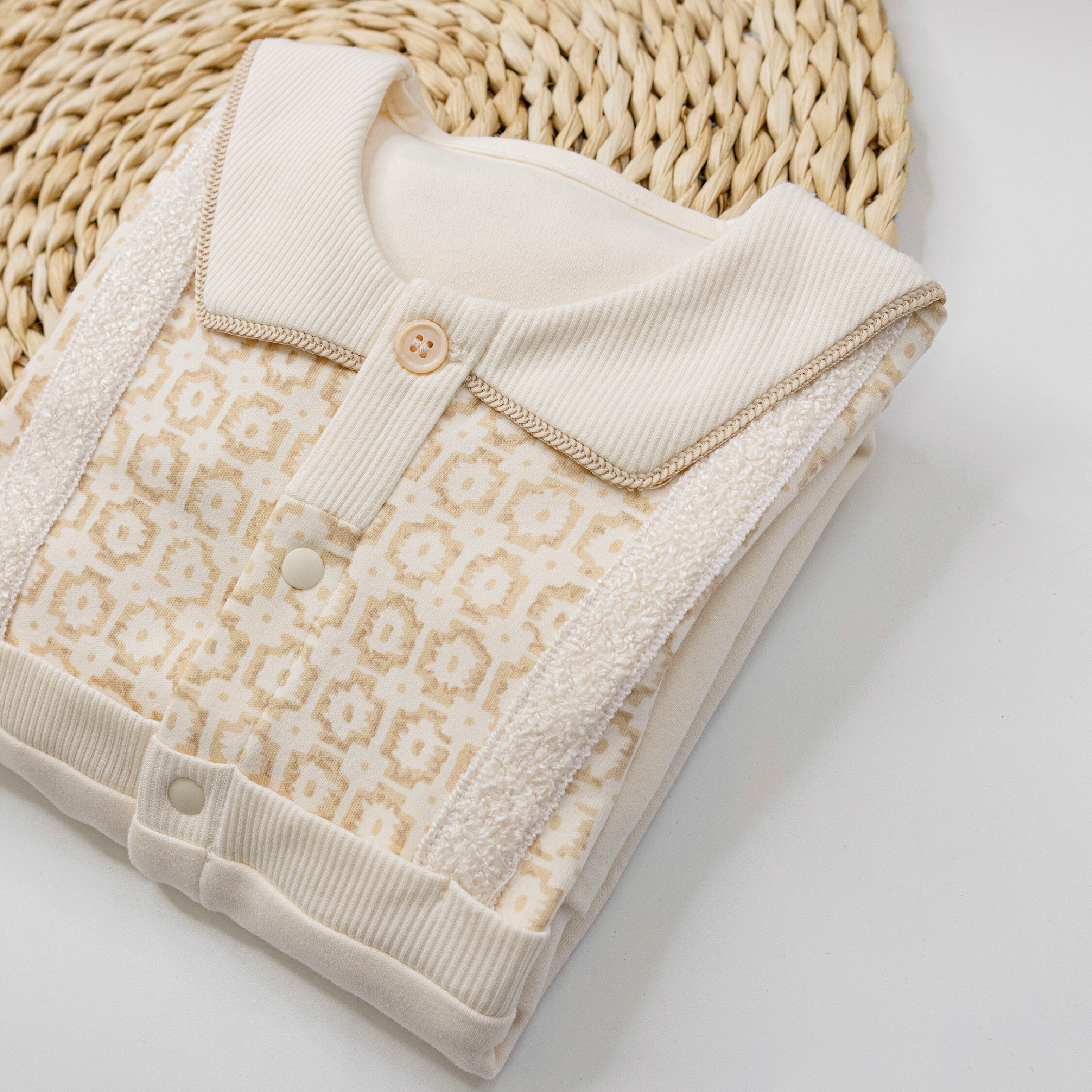 純淨系列【T3075】抽象藝術花紋親膚長袖連身衣