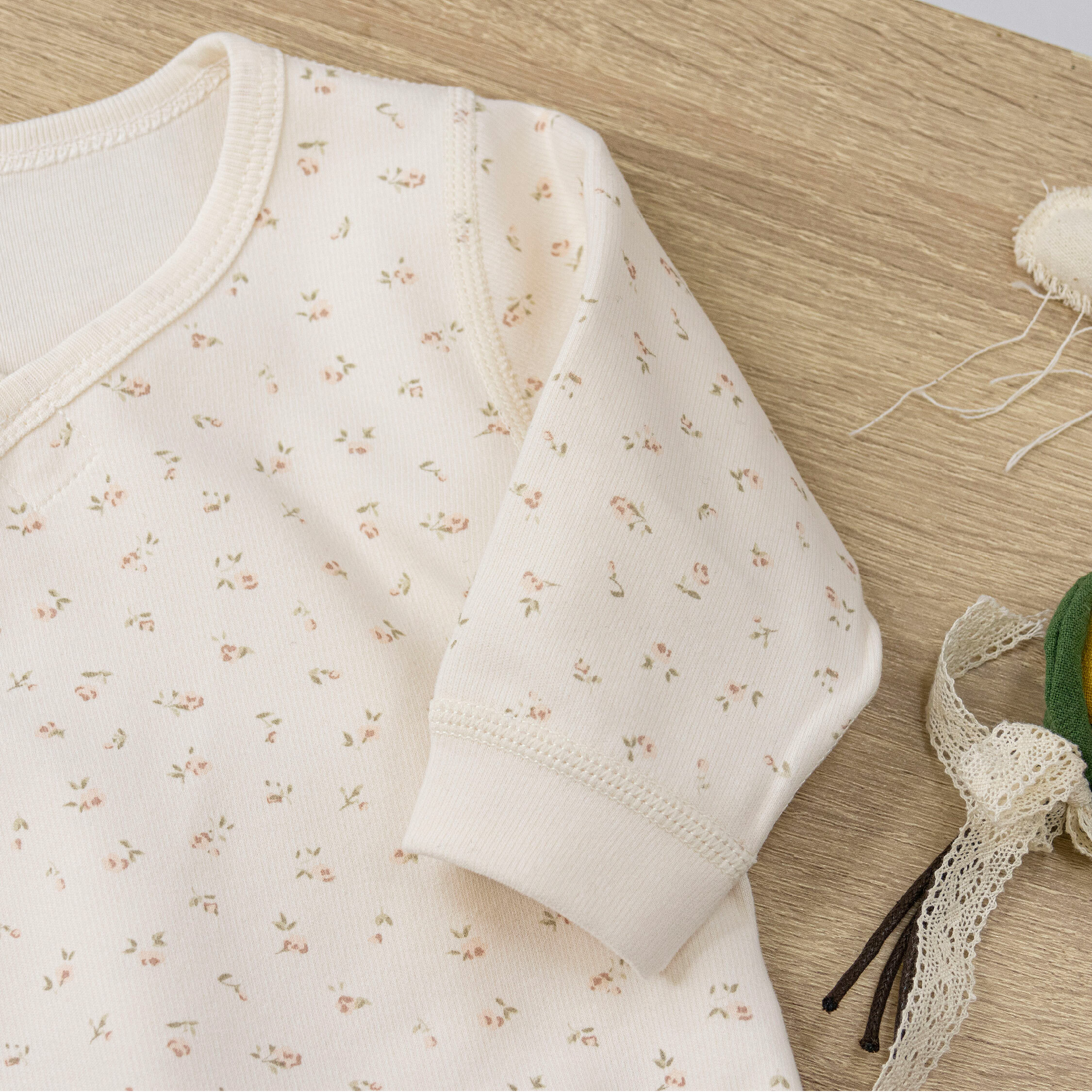 純淨系列【T3054】歐式復古碎花親膚長袖包屁衣