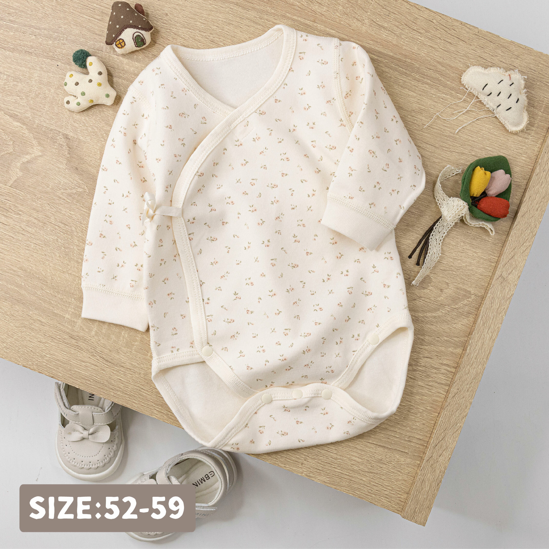 純淨系列【T3054】歐式復古碎花親膚長袖包屁衣