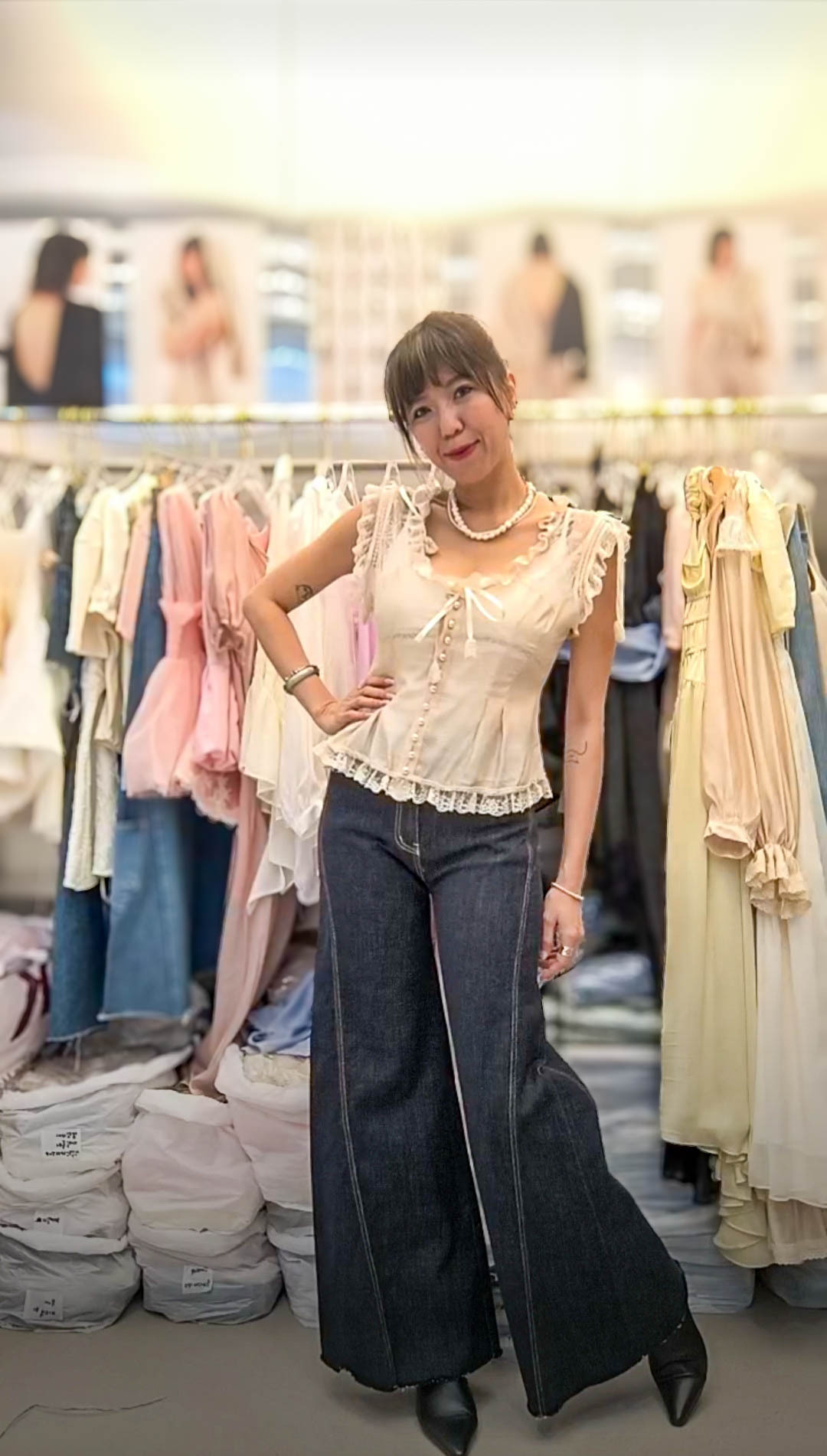 PM_K8741  ▶️牛仔喇叭褲 (MM穿M)👉S(W:25-26" H:35-36") M(W:27-28" H:37-38") L(W:29-30" H:39-40") L:104cm👈