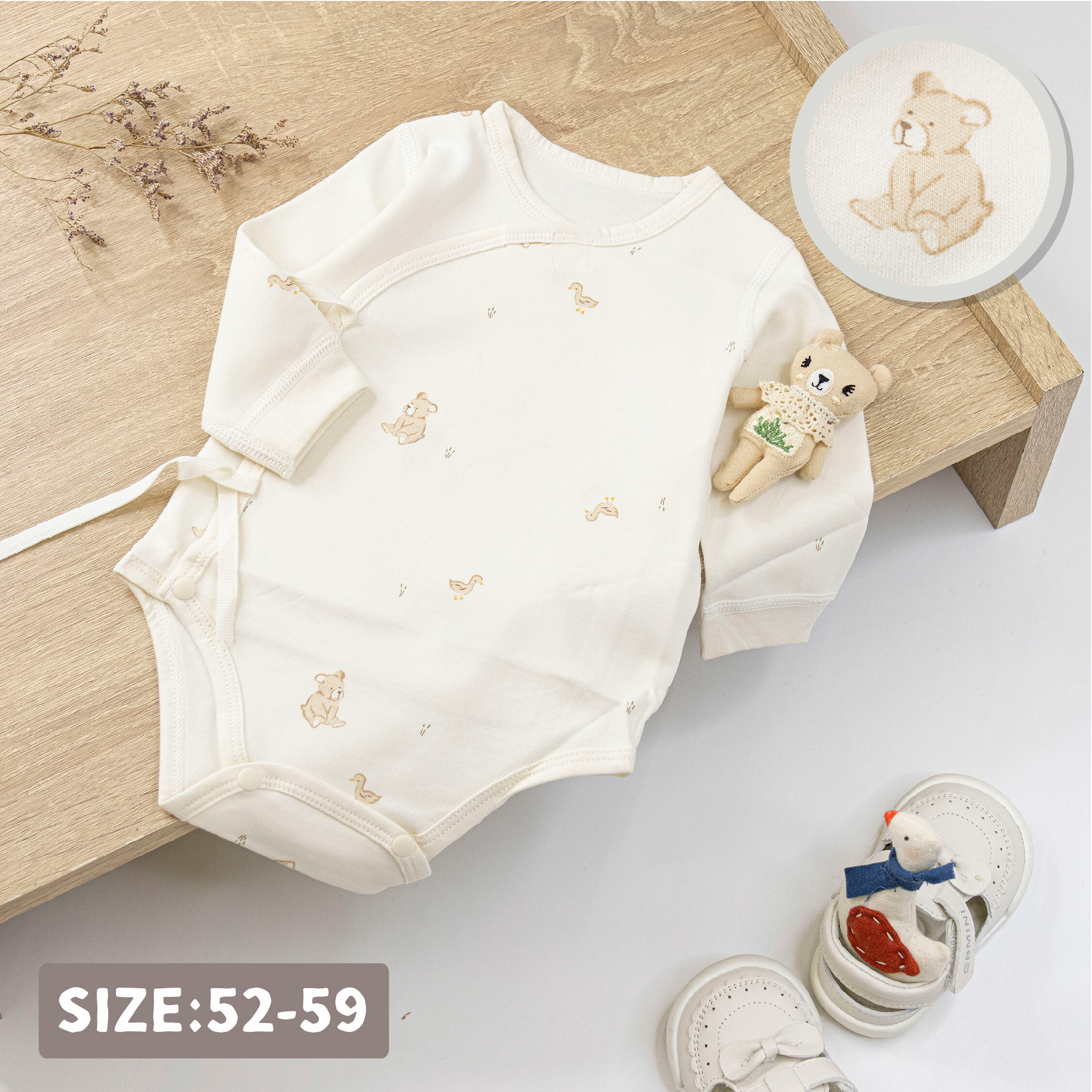 純淨系列【T3051】熊熊鴨鴨好朋友長袖包屁衣