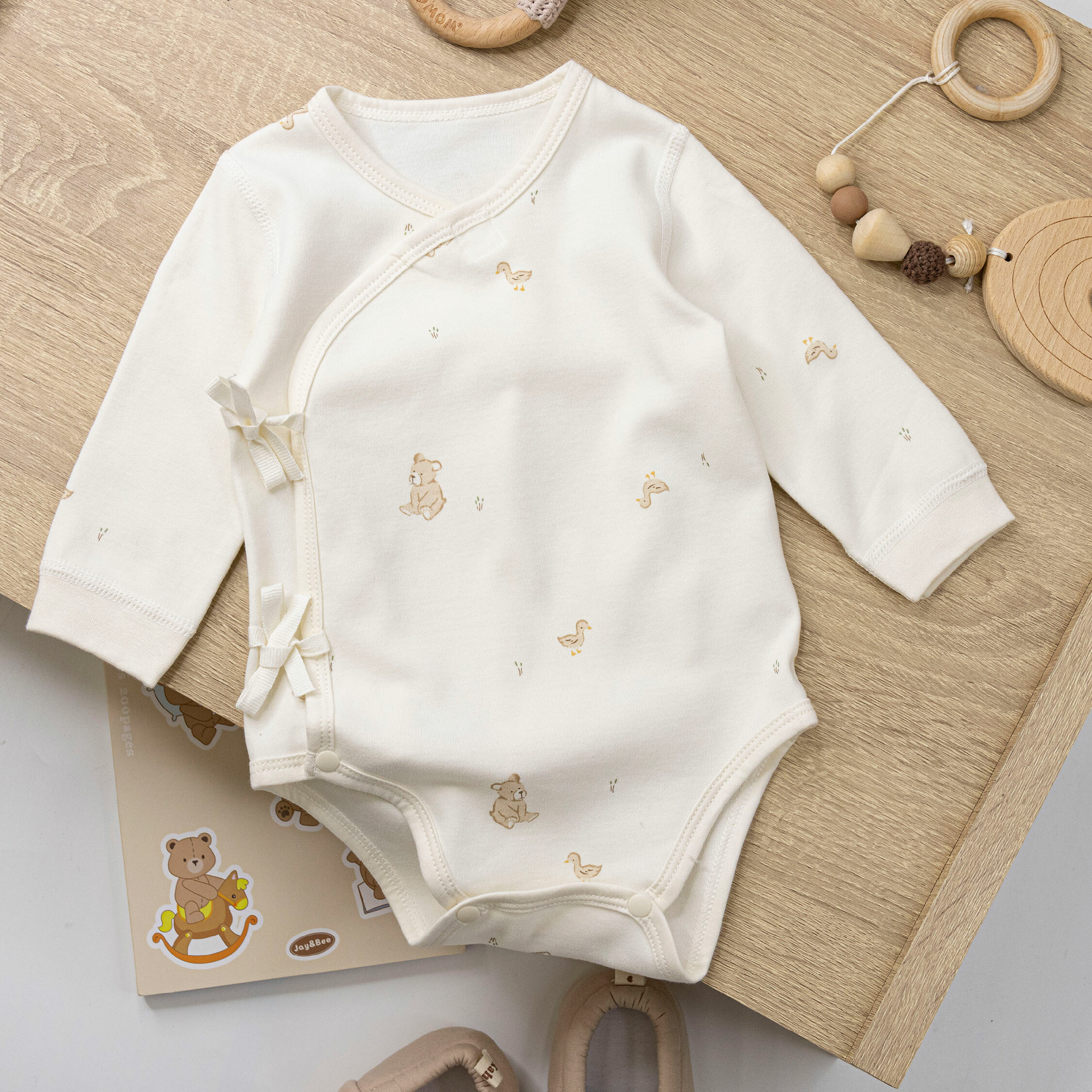 純淨系列【T3051】熊熊鴨鴨好朋友長袖包屁衣