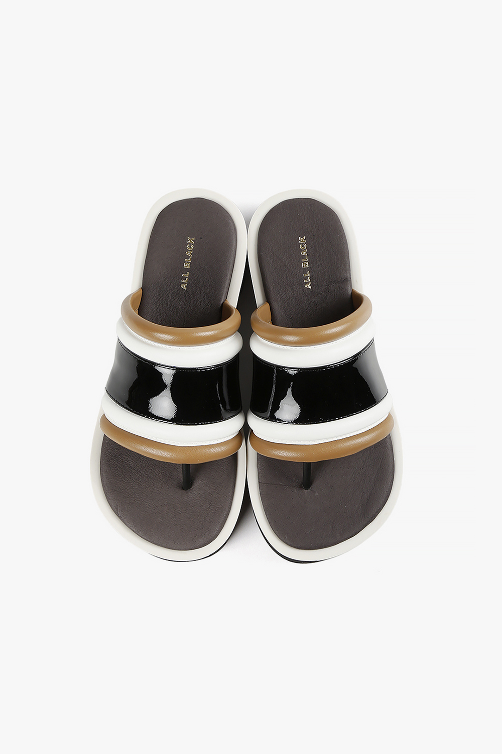 Bold Band Round Lugg 配色粗條帶夾腳厚底涼鞋