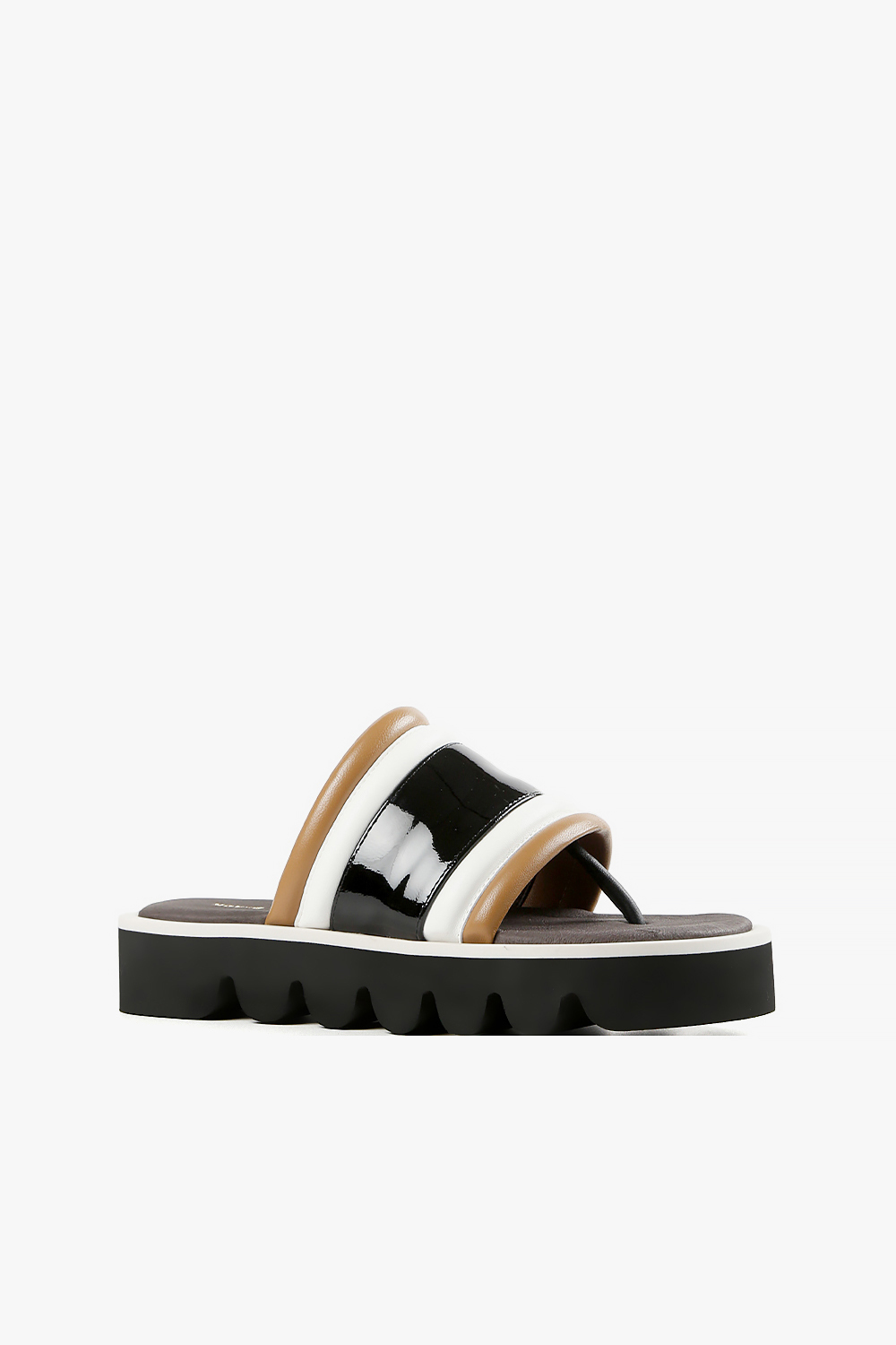 Bold Band Round Lugg 配色粗條帶夾腳厚底涼鞋