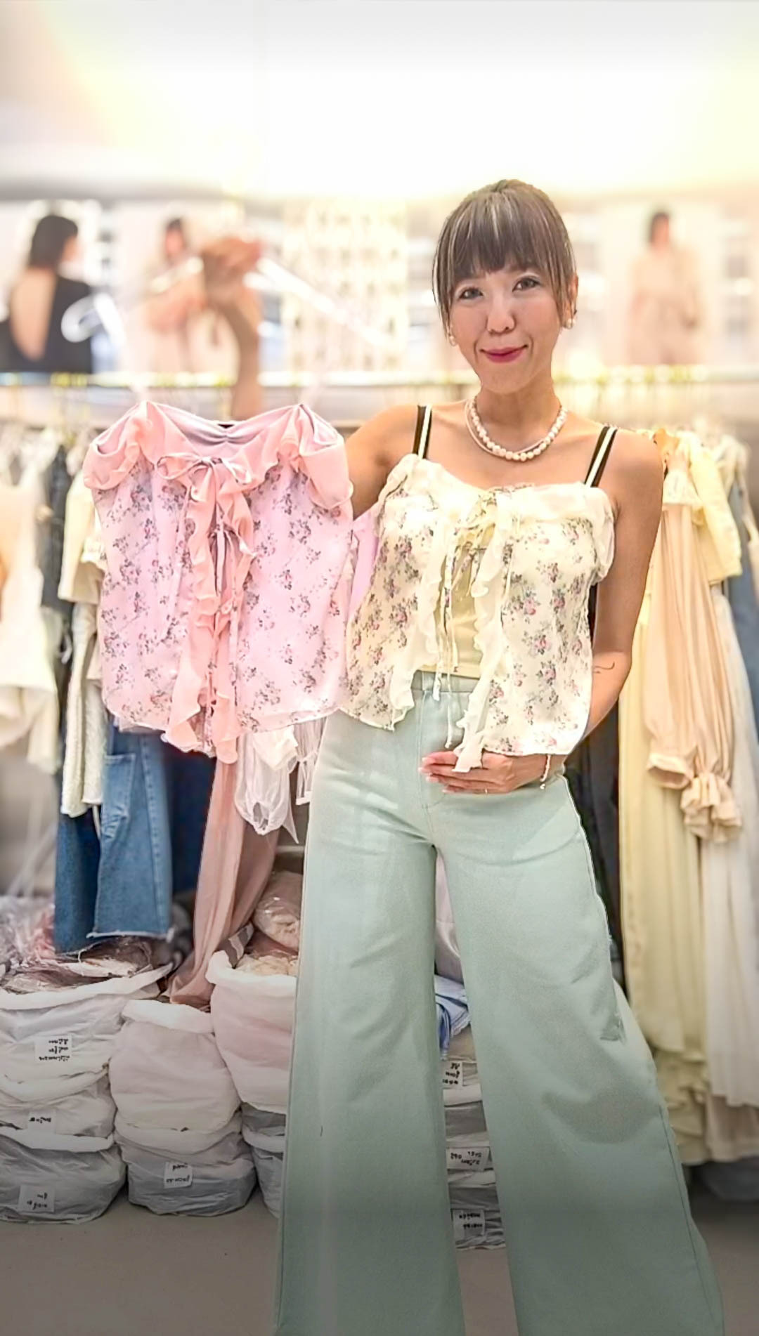 PM_K8766  ▶️(假兩件)細肩帶 玫瑰花 雙蝴蝶結 👉Free size有彈性 L:52cm👈