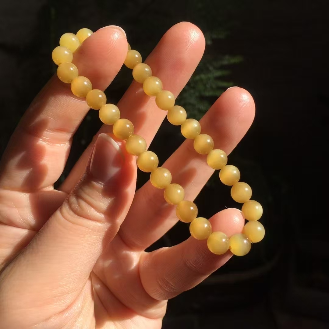 和田玉全金貓手串 (6mm直徑),天然和田玉軟玉