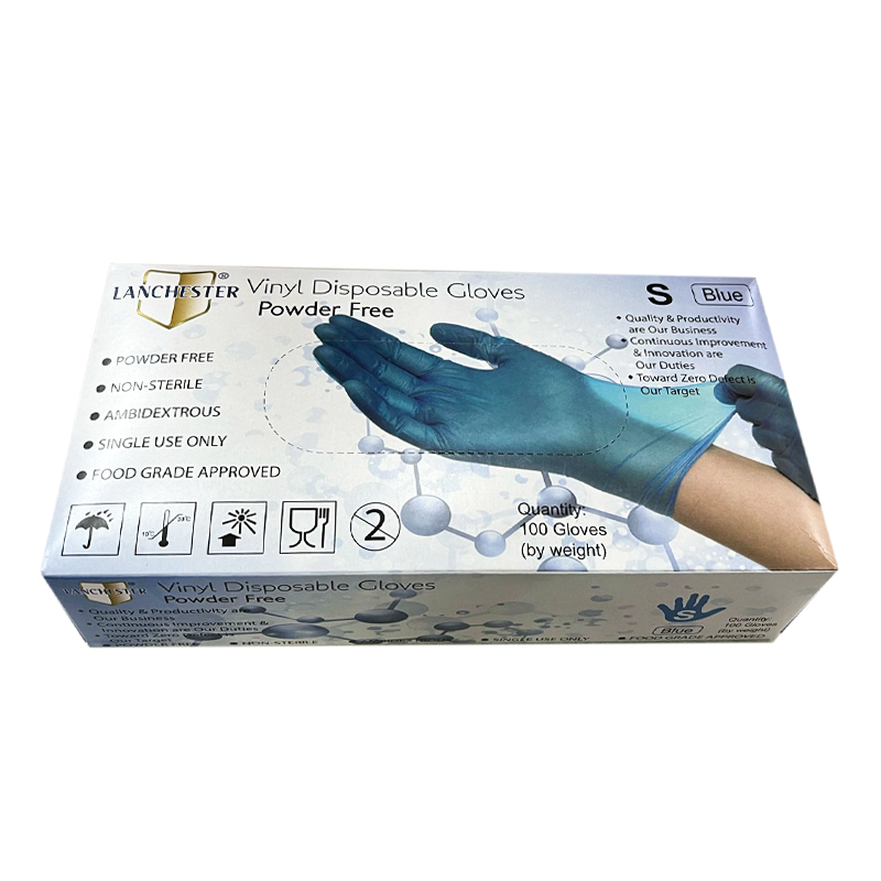 Lanchester Vinyl 無粉PVC手套(藍色)(食品級)(一次性)(靈活輕巧)(安全舒適)