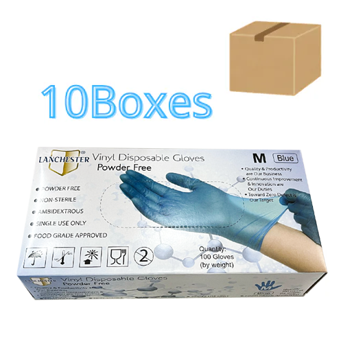 【十盒原箱優惠】Lanchester Vinyl 無粉PVC手套(藍色)(食品級)(一次性)(靈活輕巧)(安全舒適)