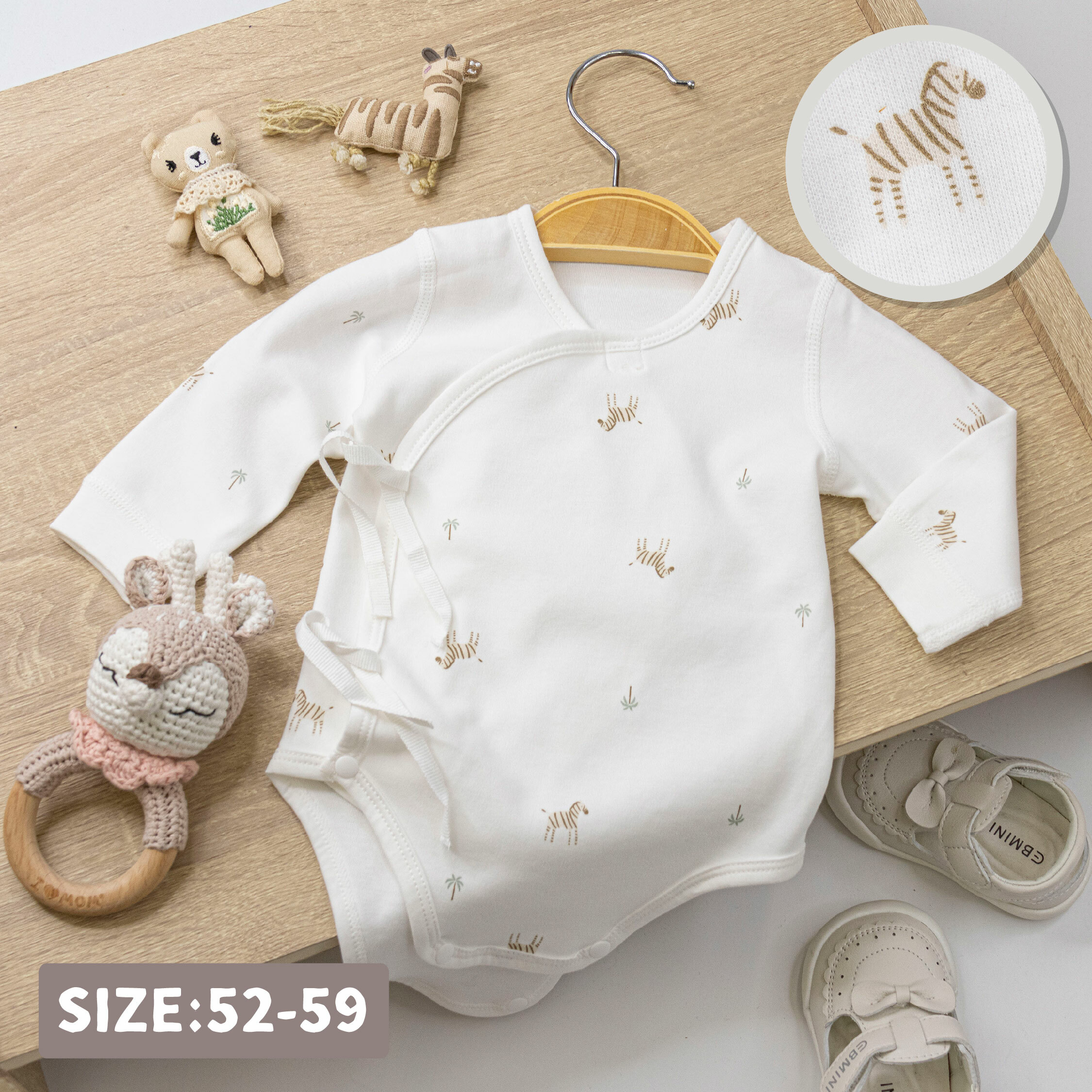 純淨系列【T3049】綠洲小斑馬棉質長袖包屁衣