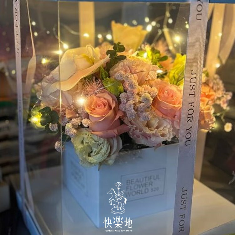 ❖超炫❖擁抱好心情(特級發光款) I 透明系鮮花禮盒 flowers in box  AB240320