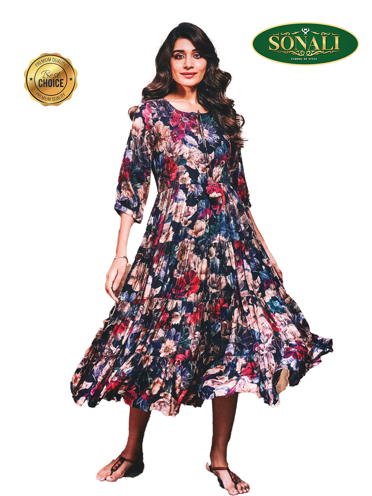 Sonali's Premier Quality Floral Printed Crepe Silk Tunic Dresses