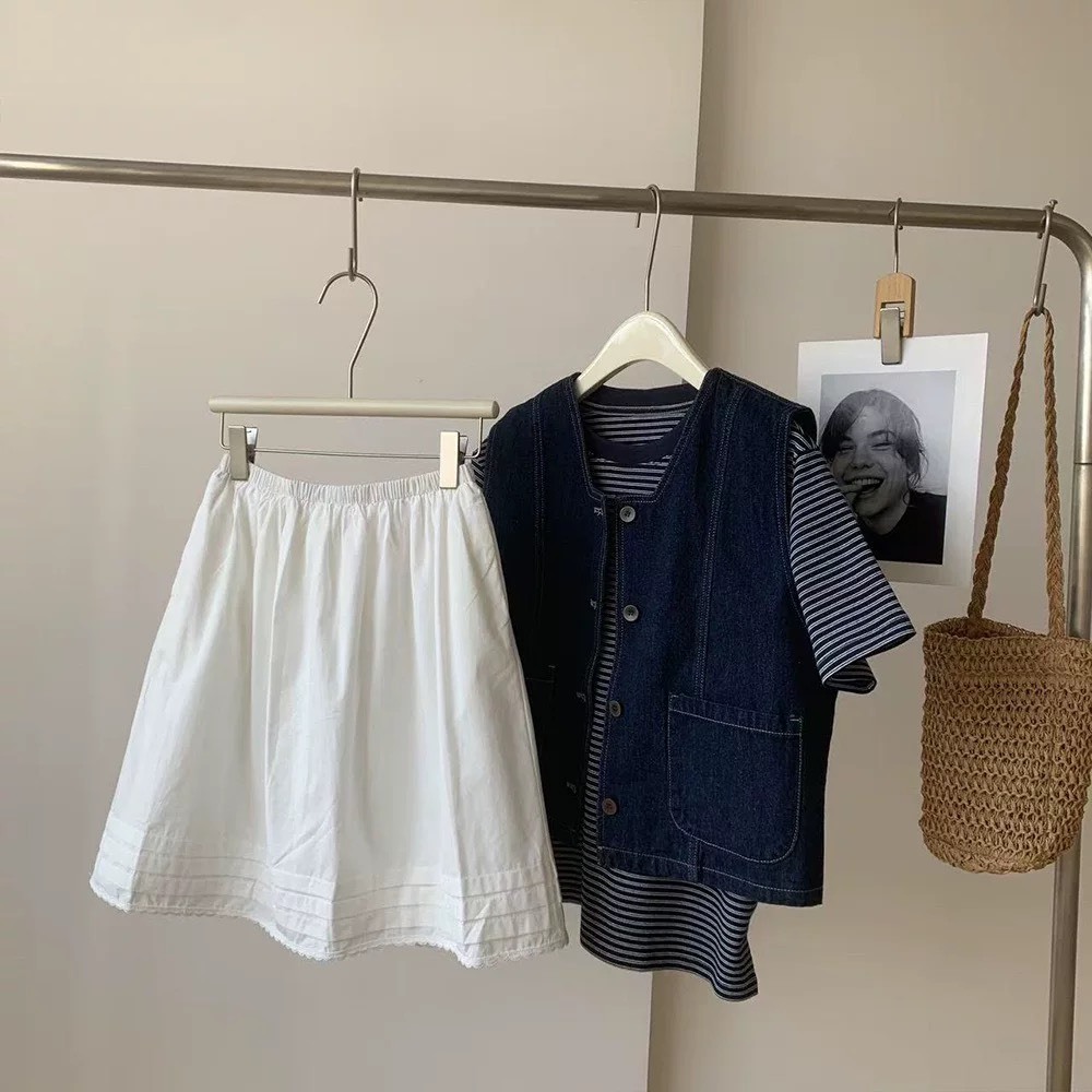 Nellie&Co.棉柔舒適側口袋蕾絲短裙(鬆緊腰圍)