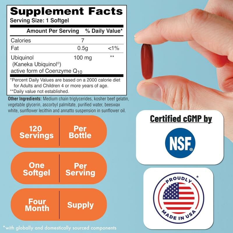 代購 Health Thru Nutrition Ubiquinol 100mg 120 Softgels as Kaneka QH Reduced CoQ-10