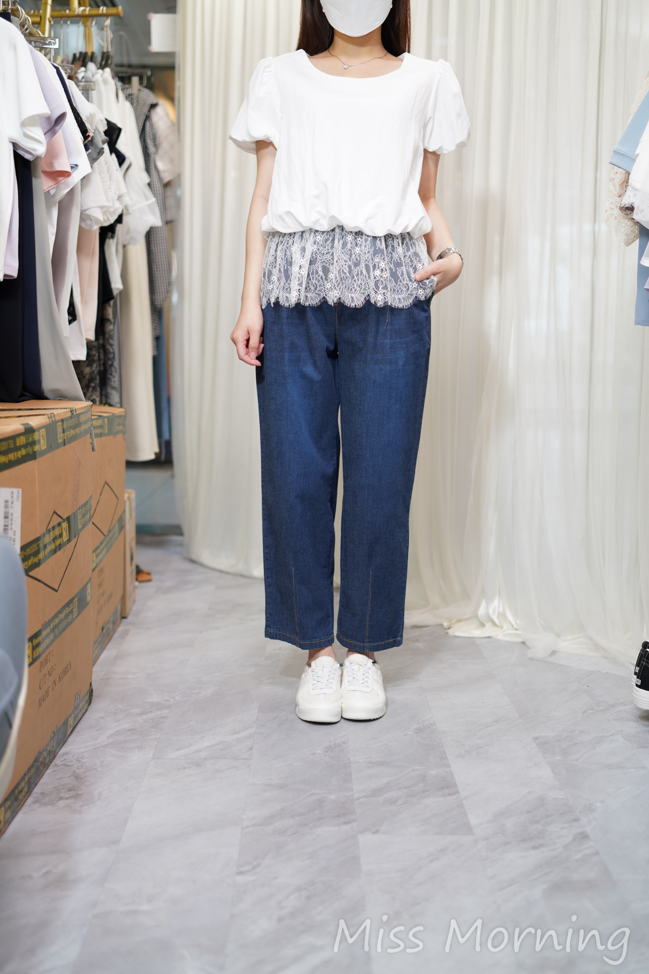 Lace腳大體上衣(14549)&Boy cut 高質薄牛(33940)