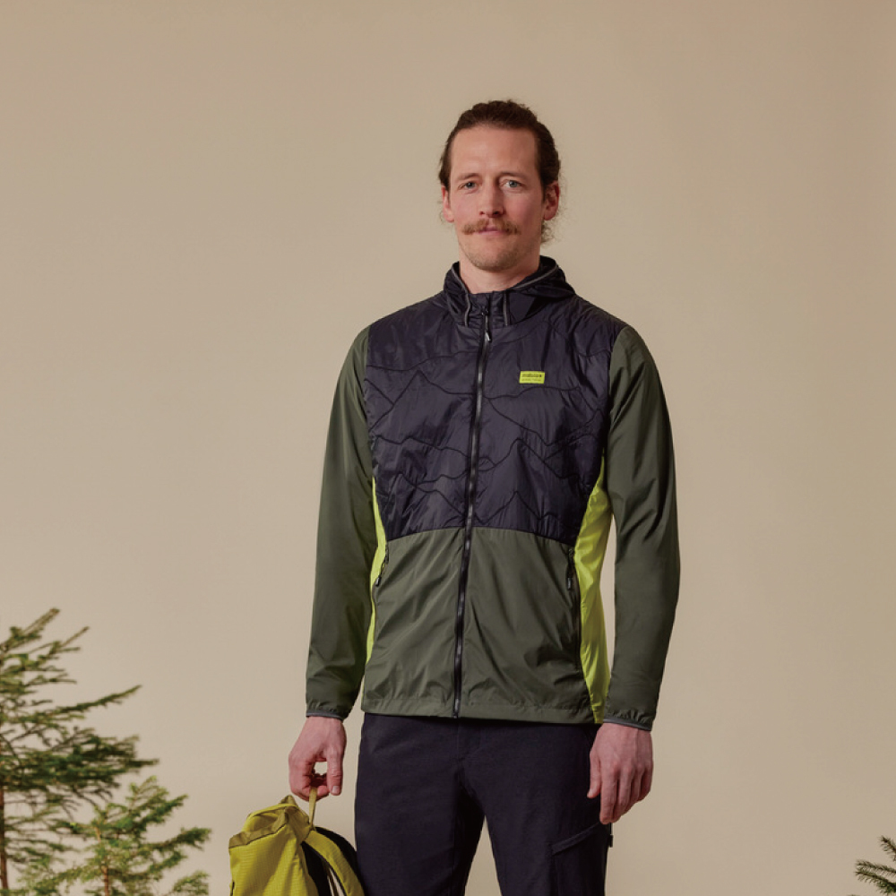 【MALOJA】男化纖防風保暖連帽外套 / 25MA39204-[拚色綠]