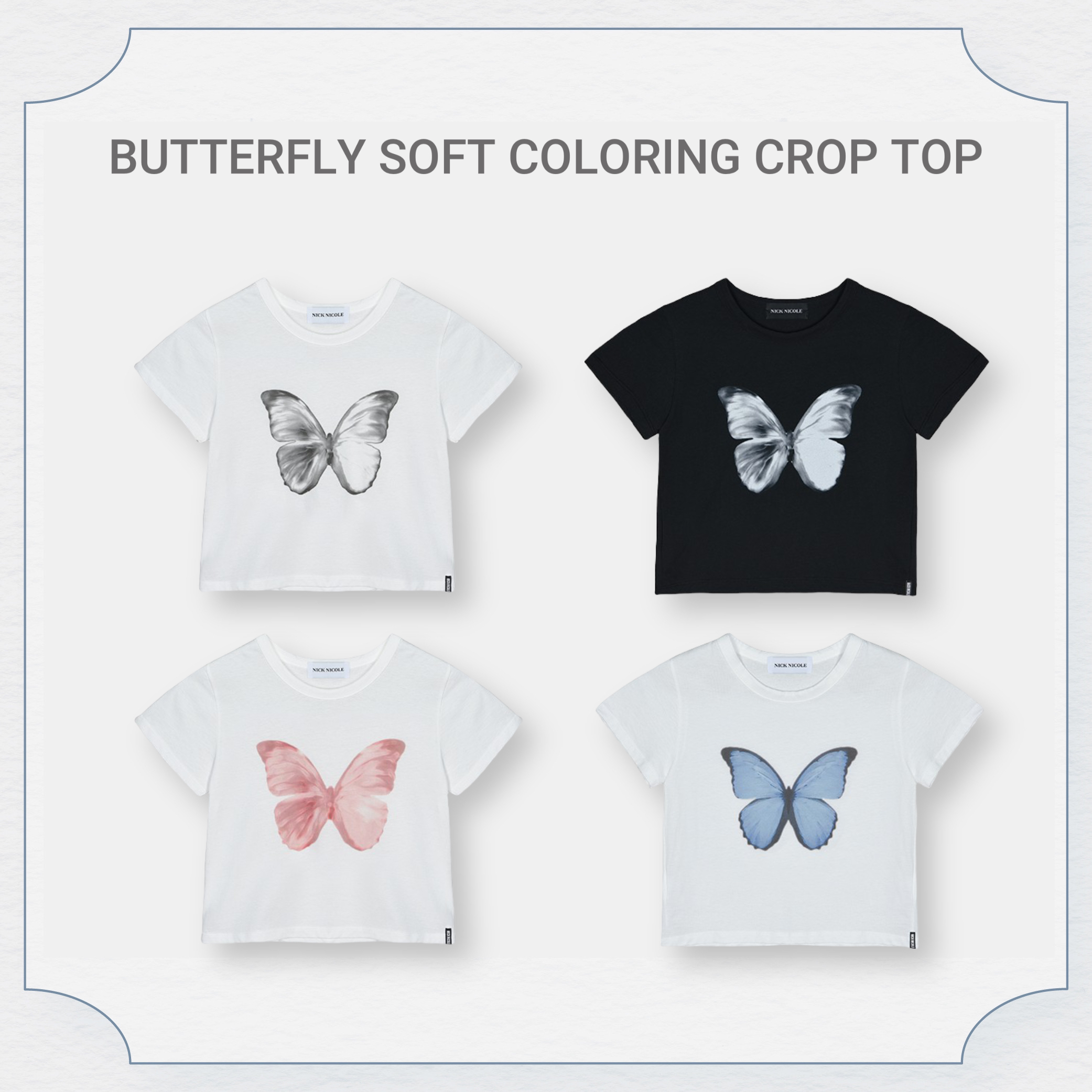 Nick Nicole水墨蝴蝶短版短袖T(共4色)