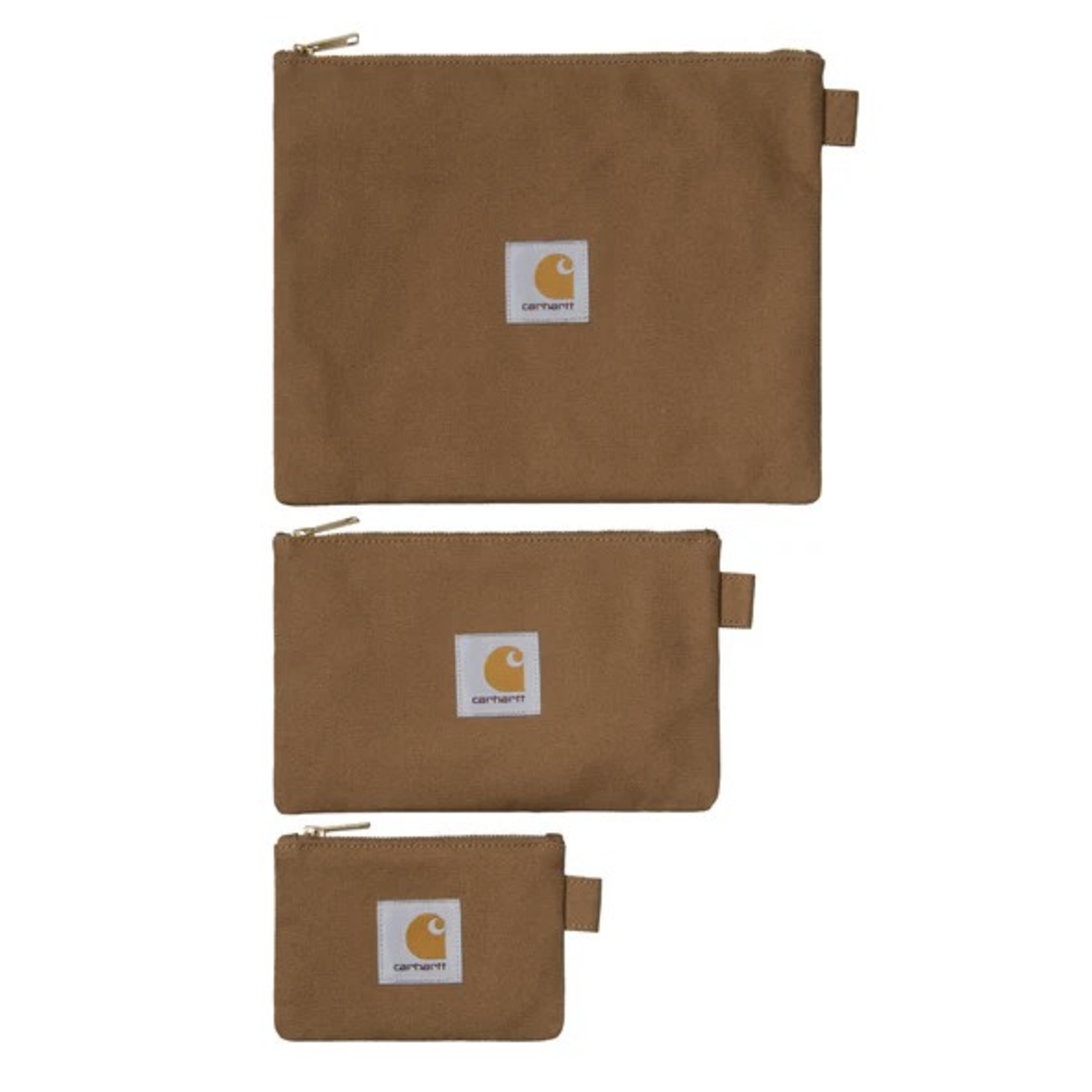 -(E13e05)-CARHARTT WIP CANVAS POUCH SET (SET 0F 3) 拉鏈 錢包 收納袋 三入組 咖啡色-I034758