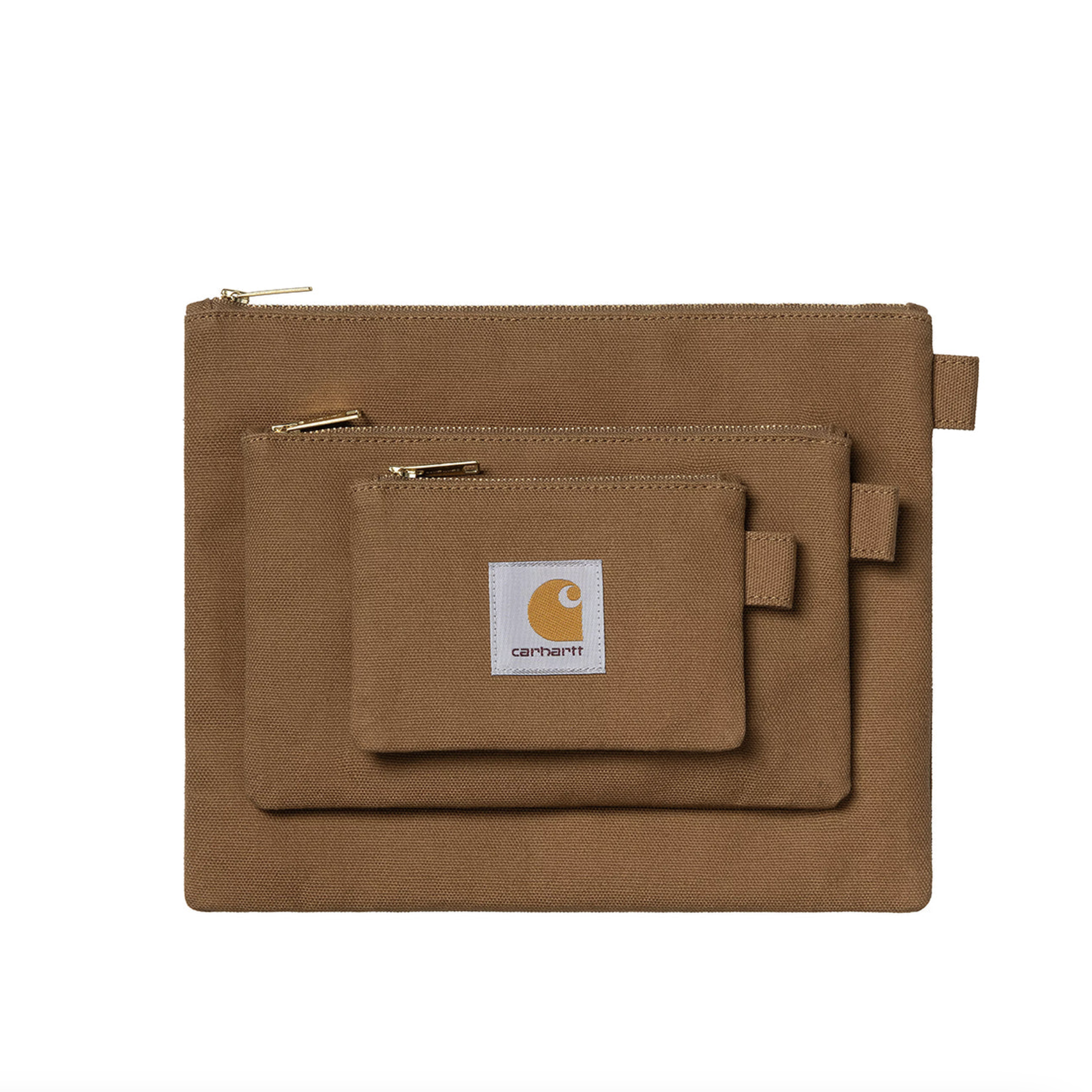 -(E13e05)-CARHARTT WIP CANVAS POUCH SET (SET 0F 3) 拉鏈 錢包 收納袋 三入組 咖啡色-I034758