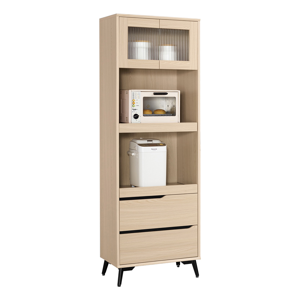 米達2尺長虹玻璃收納高餐櫃/碗盤置物櫃/拉盤電器櫃