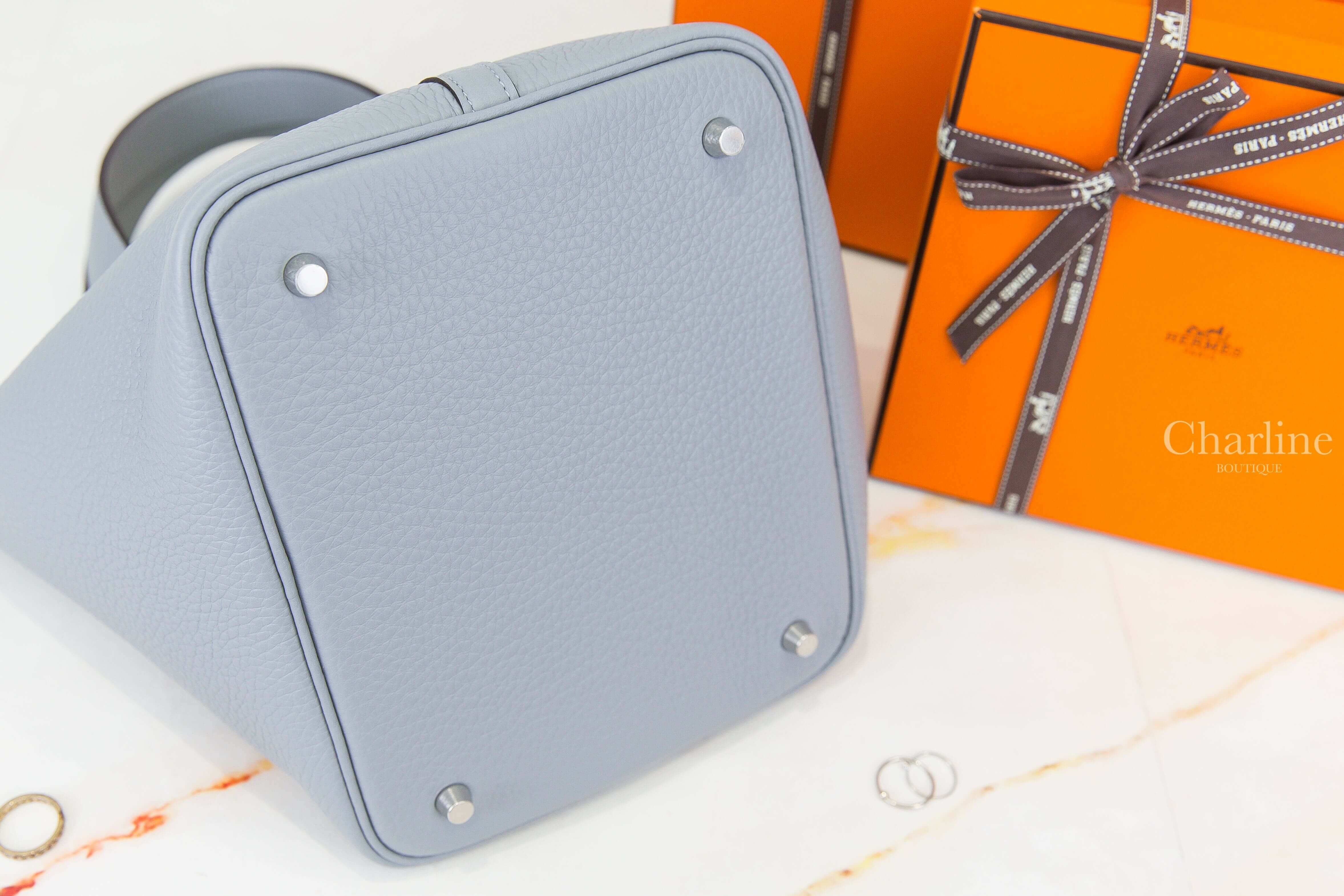 Hermès Picotin Lock 22cm P0 Gris Pantin Taurillon Clemence 木偶灰銀釦中型提把水桶包-Charline Boutique 精品代購