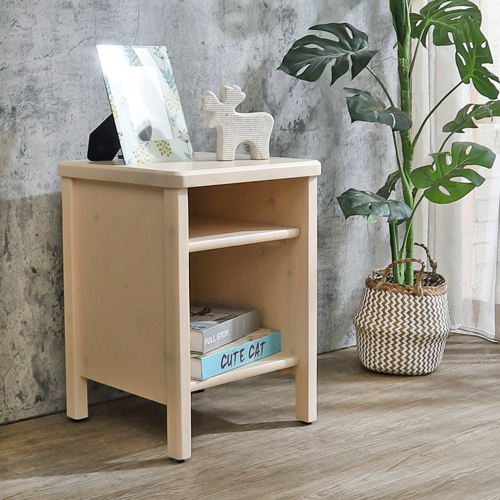 森林家具 維文1.2尺床頭櫃/開放式收納置物櫃/邊櫃-附插座(兩色可選)