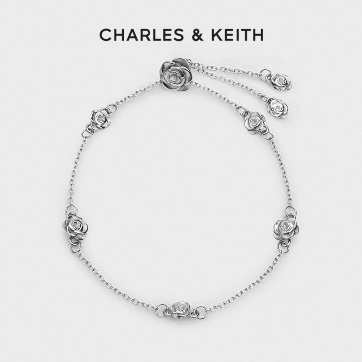 Charles & Keith 小CK Brushed rose 玫瑰手鍊 銀色 金色