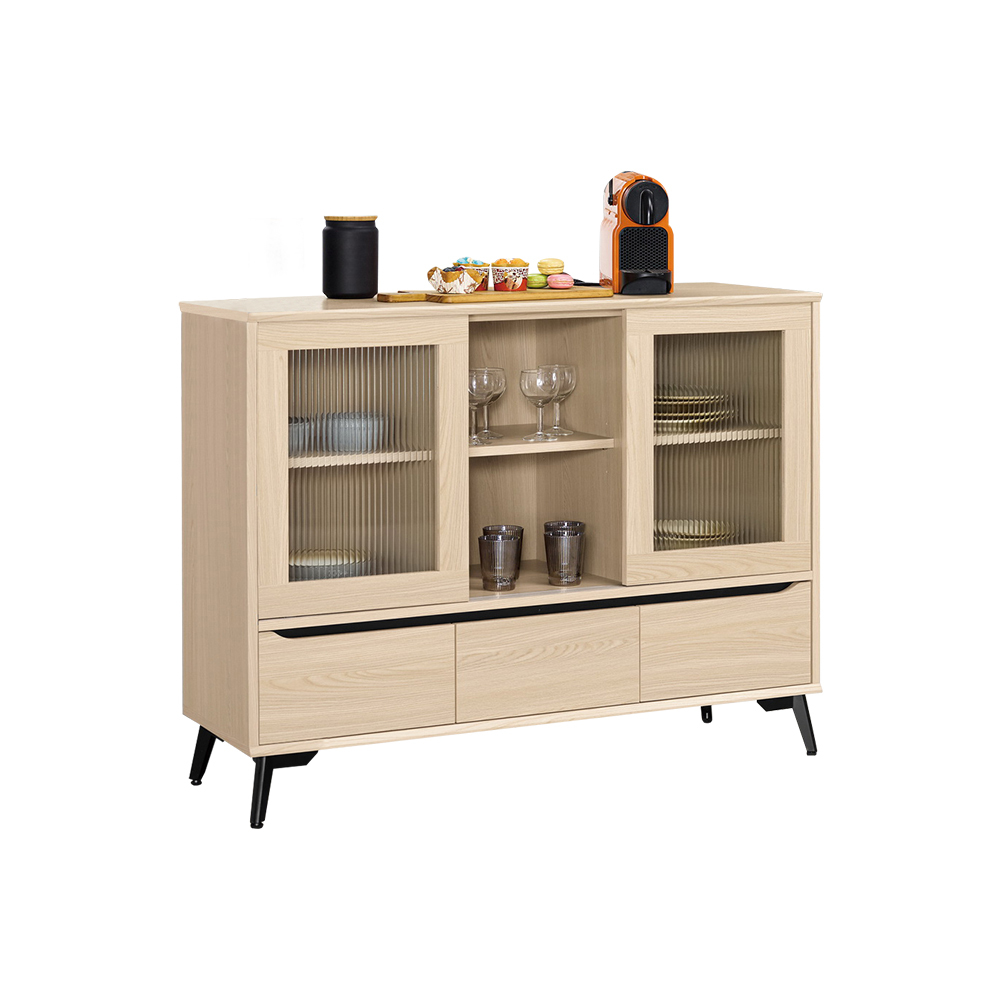 米達4尺長虹玻璃收納餐櫃/碗盤櫃/置物矮櫃/電器櫃/玄關櫃