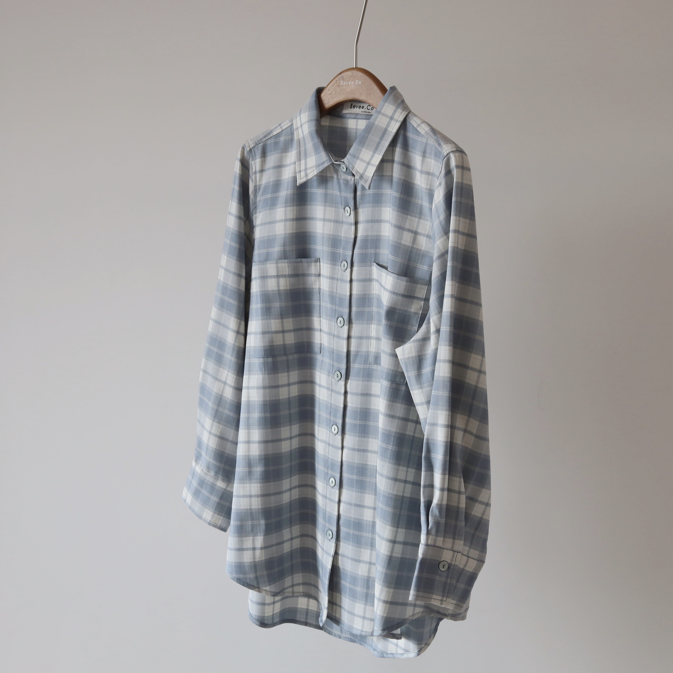 現貨  7180 垂墜感天絲格子襯衫