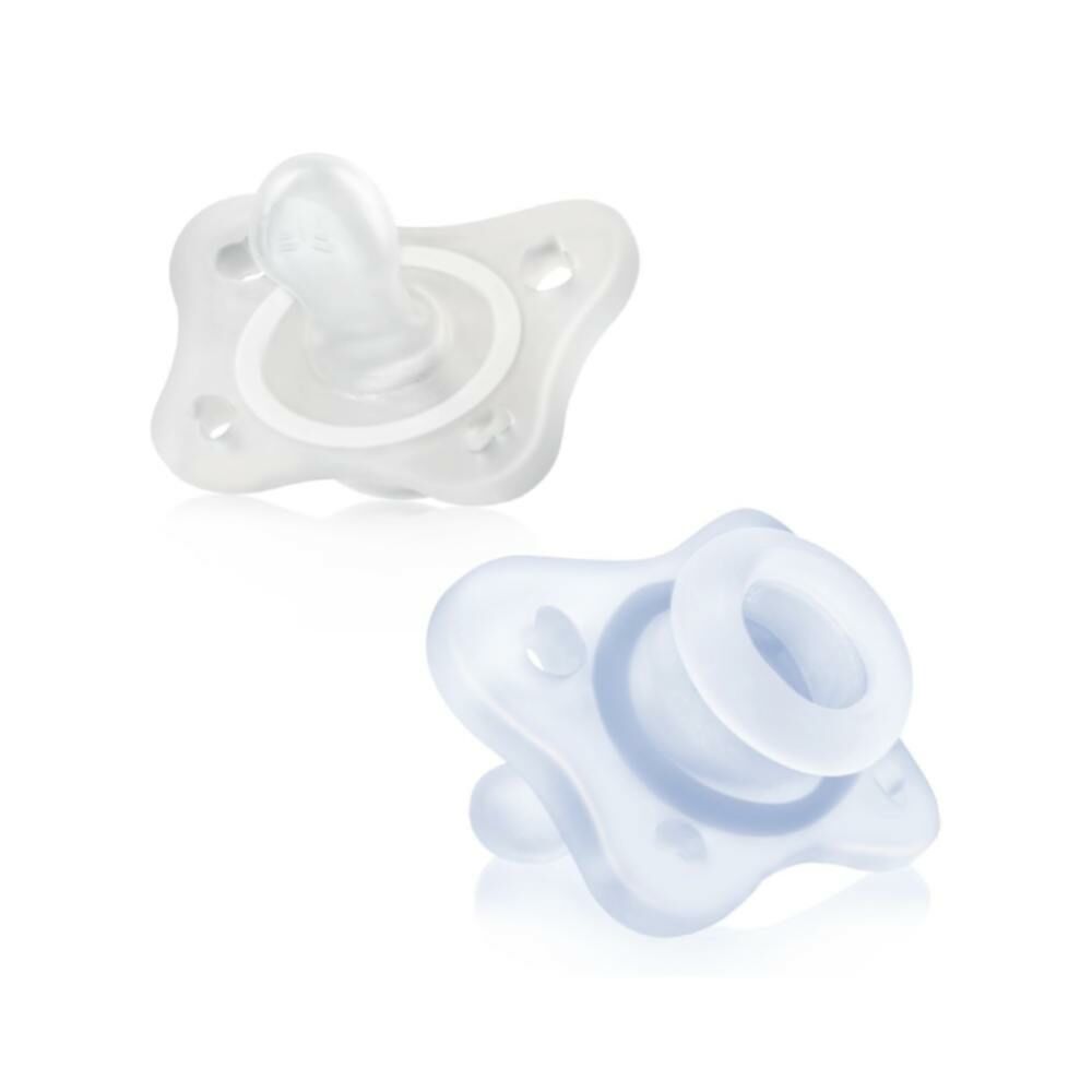 舒適哺乳-輕量柔軟矽膠拇指型安撫奶嘴2入組-藍