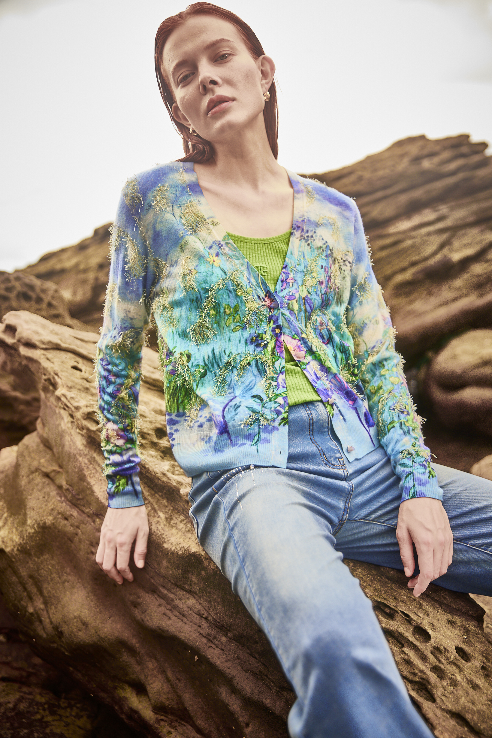 BE10210D1 莫內花園匆匆流蘇羊絨卡迪跟外套