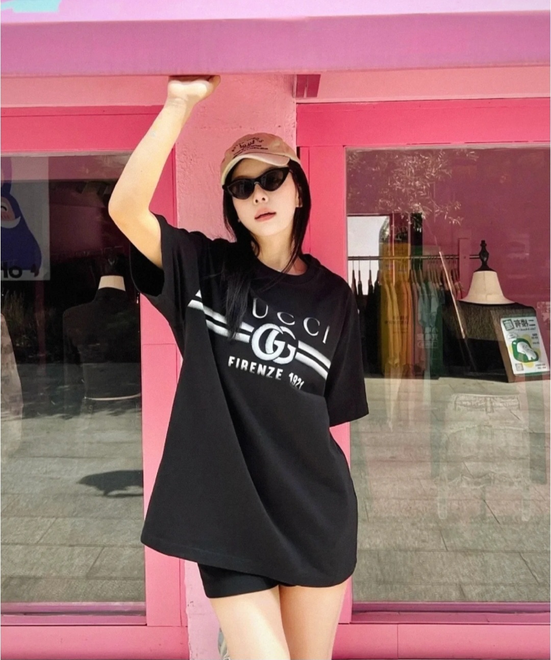 GG 黑色 併色 白字logo Tee 新款