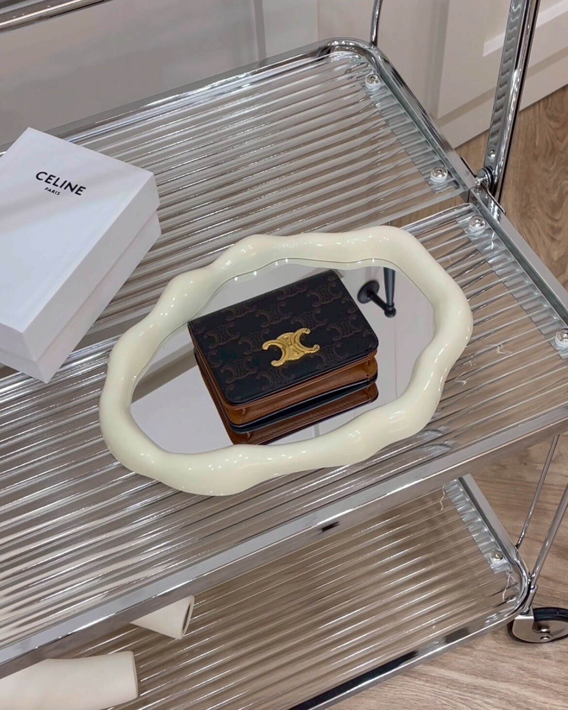 CELINE｜凱旋門對開短夾 深老花