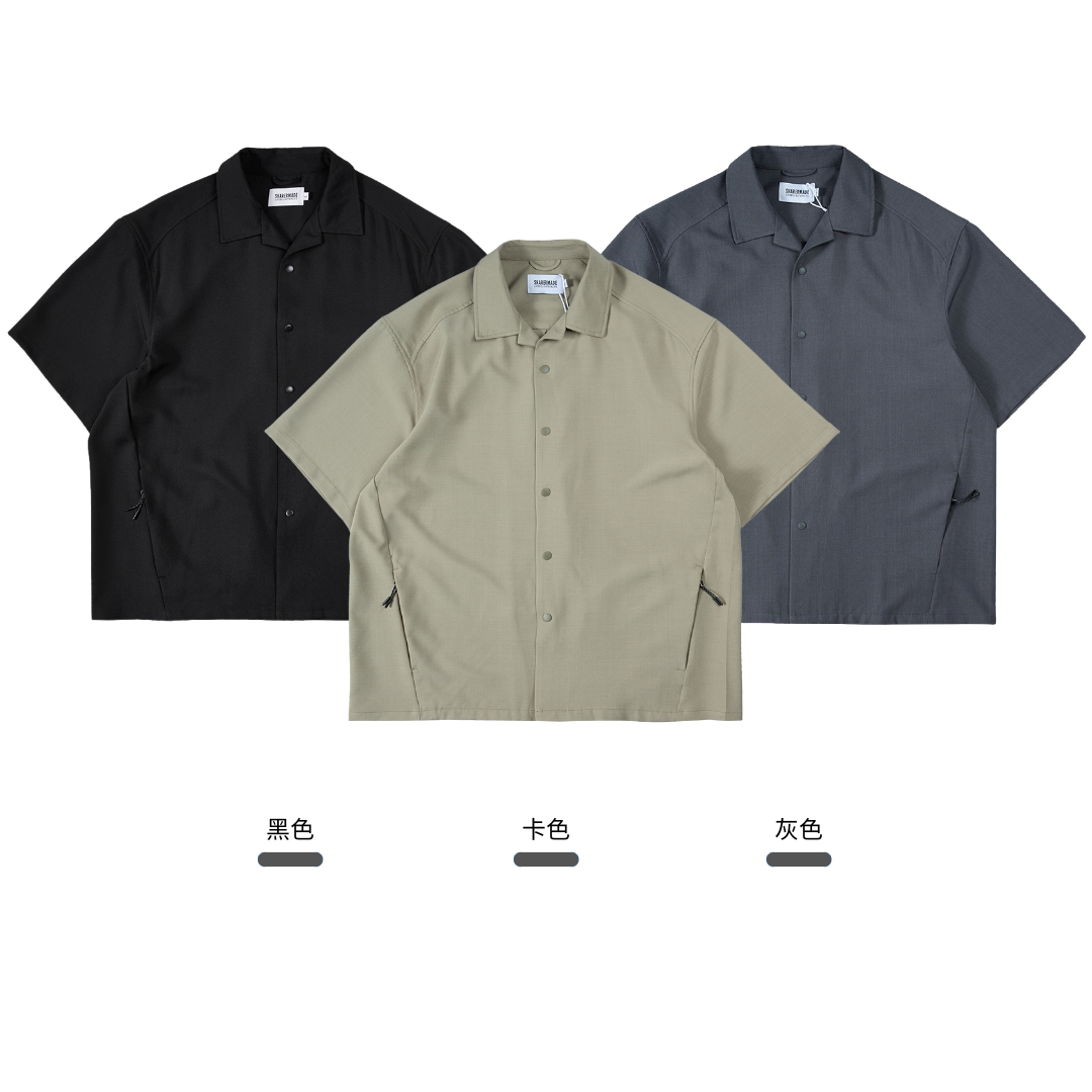SALE- 古巴領  襯衫（短袖） 寬鬆闊型 男生寬鬆 五分袖 【 FUZY 】- S201684