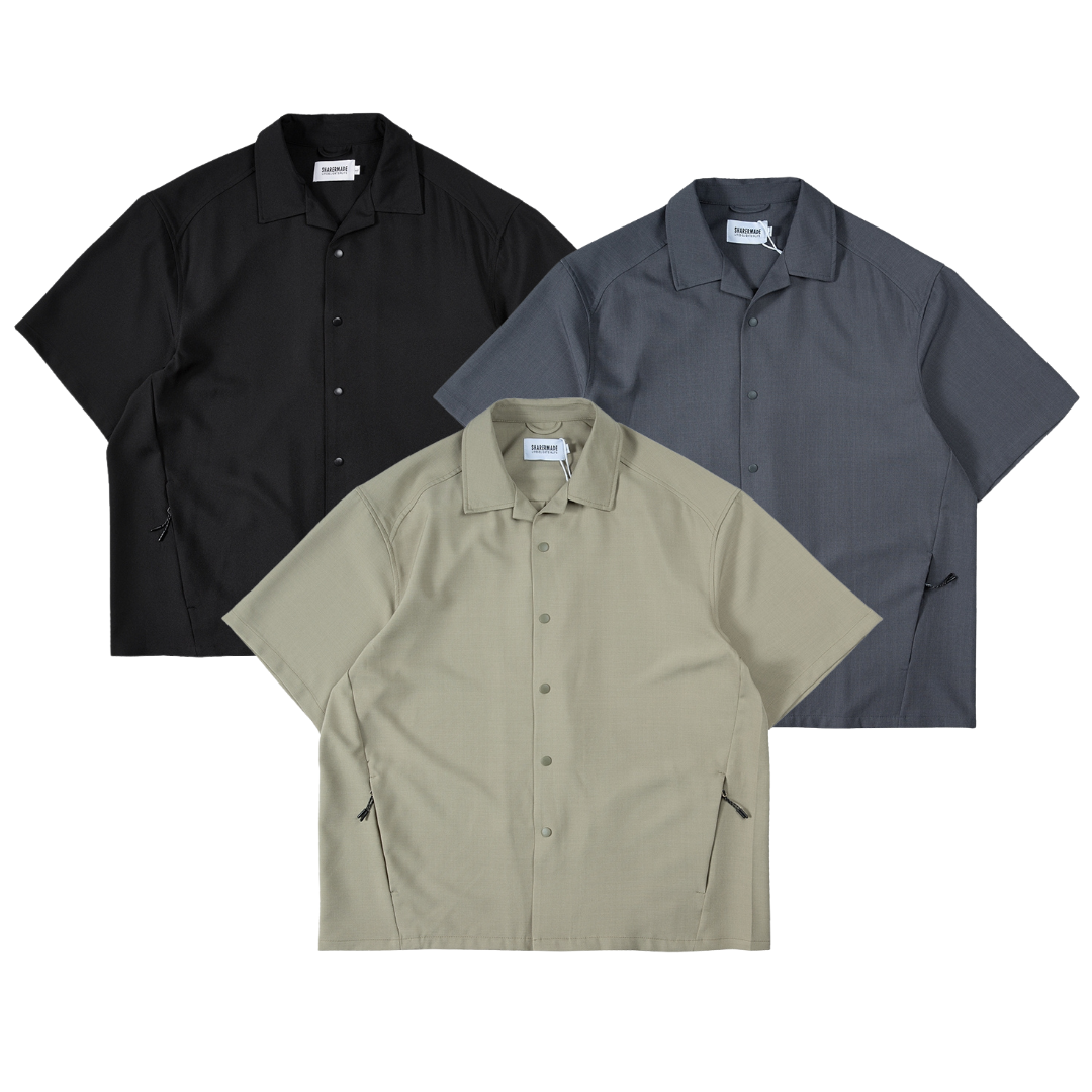 SALE- 古巴領  襯衫（短袖） 寬鬆闊型 男生寬鬆 五分袖 【 FUZY 】- S201684