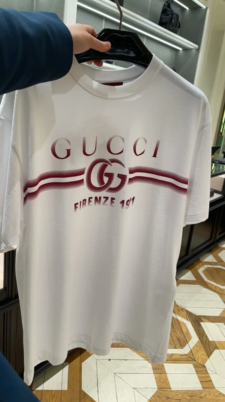 GG 白色 併色 紅字logo Tee 新款