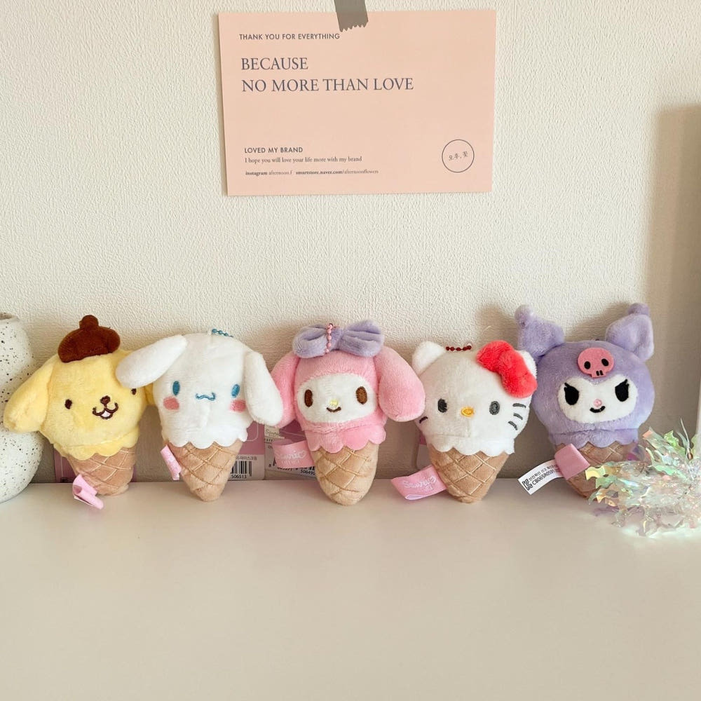 SANRIO 三麗鷗 甜筒造型 吊飾 鑰匙圈 絨毛玩具 冰淇淋 韓國限定 代購