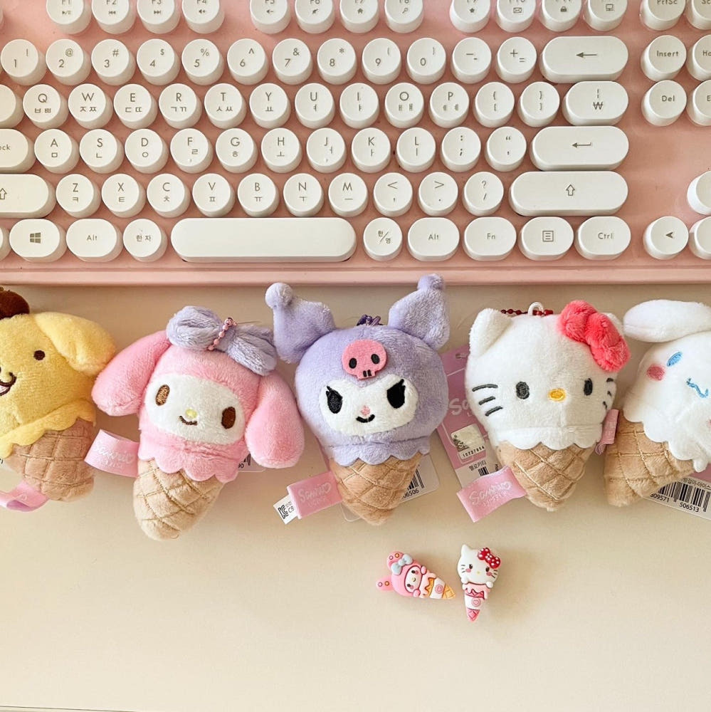 SANRIO 三麗鷗 甜筒造型 吊飾 鑰匙圈 絨毛玩具 冰淇淋 韓國限定 代購