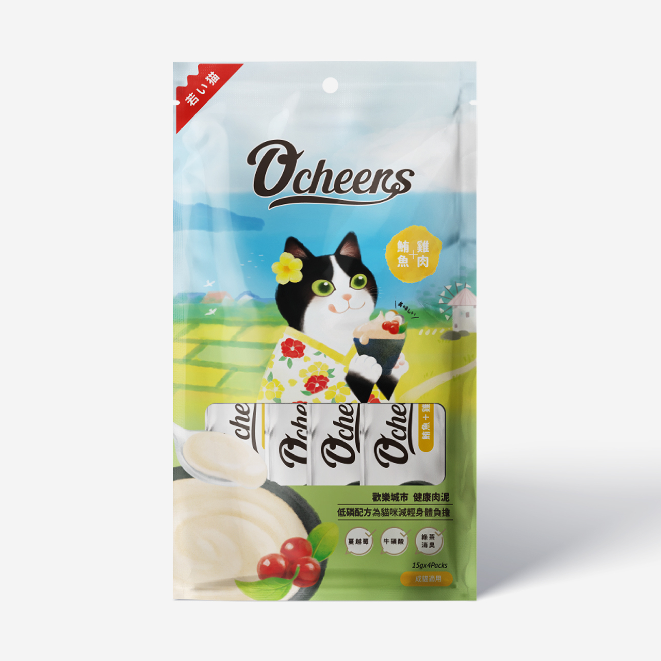歡樂肉泥｜【成貓】鮪魚雞肉口味15g X4