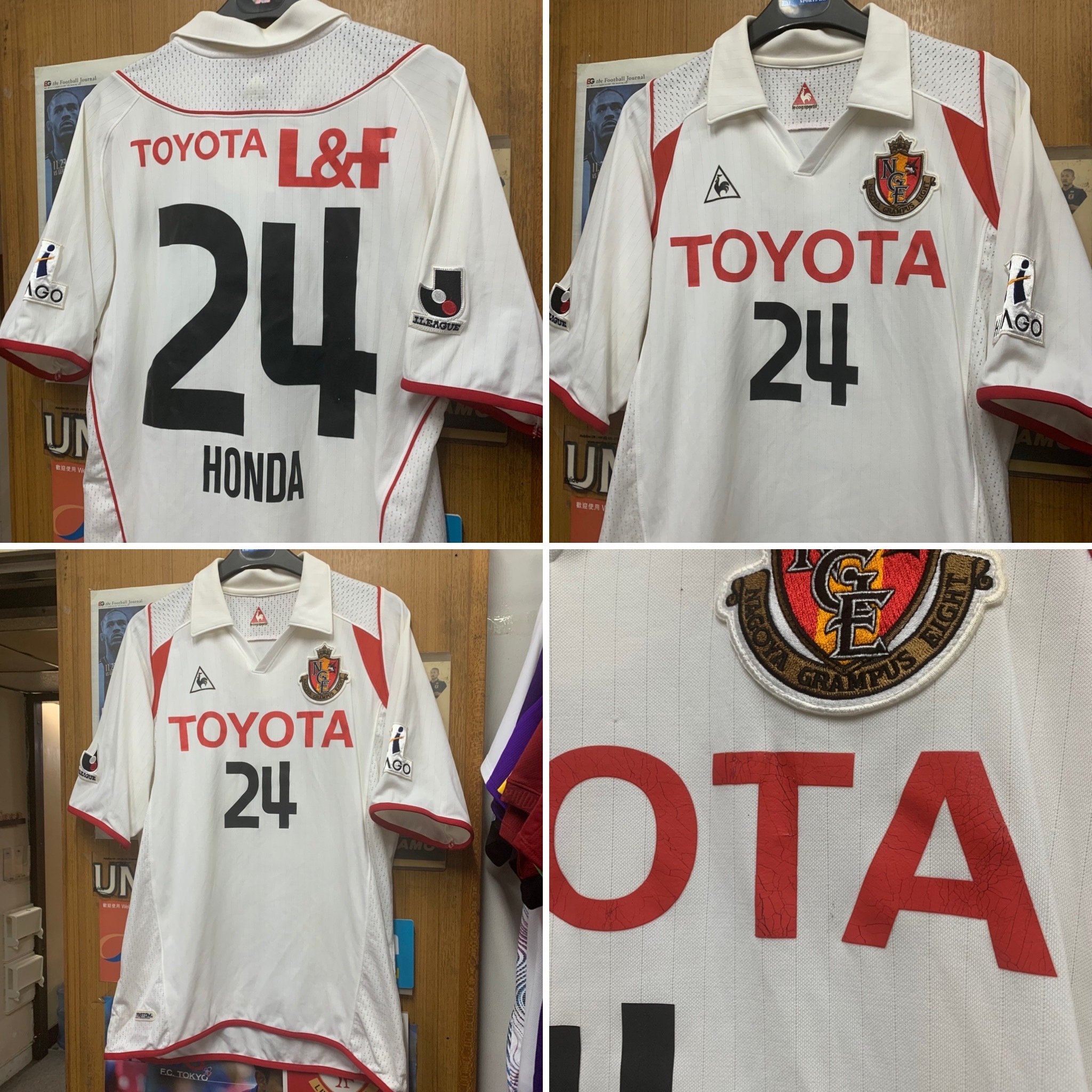2005 Nagoya Grampus Away Shirt with 24 HONDA  [Used, O-XO 80% New]
