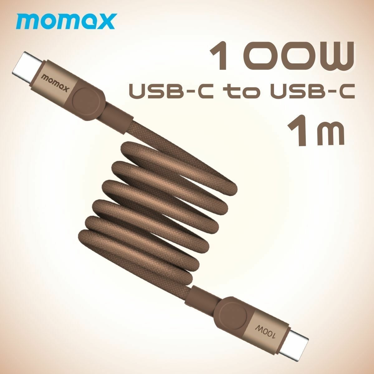 MOMAX - 【砂岩色】 Mag.Link 100W USB-C to USB-C 磁吸充電線 1M (DC52L2)