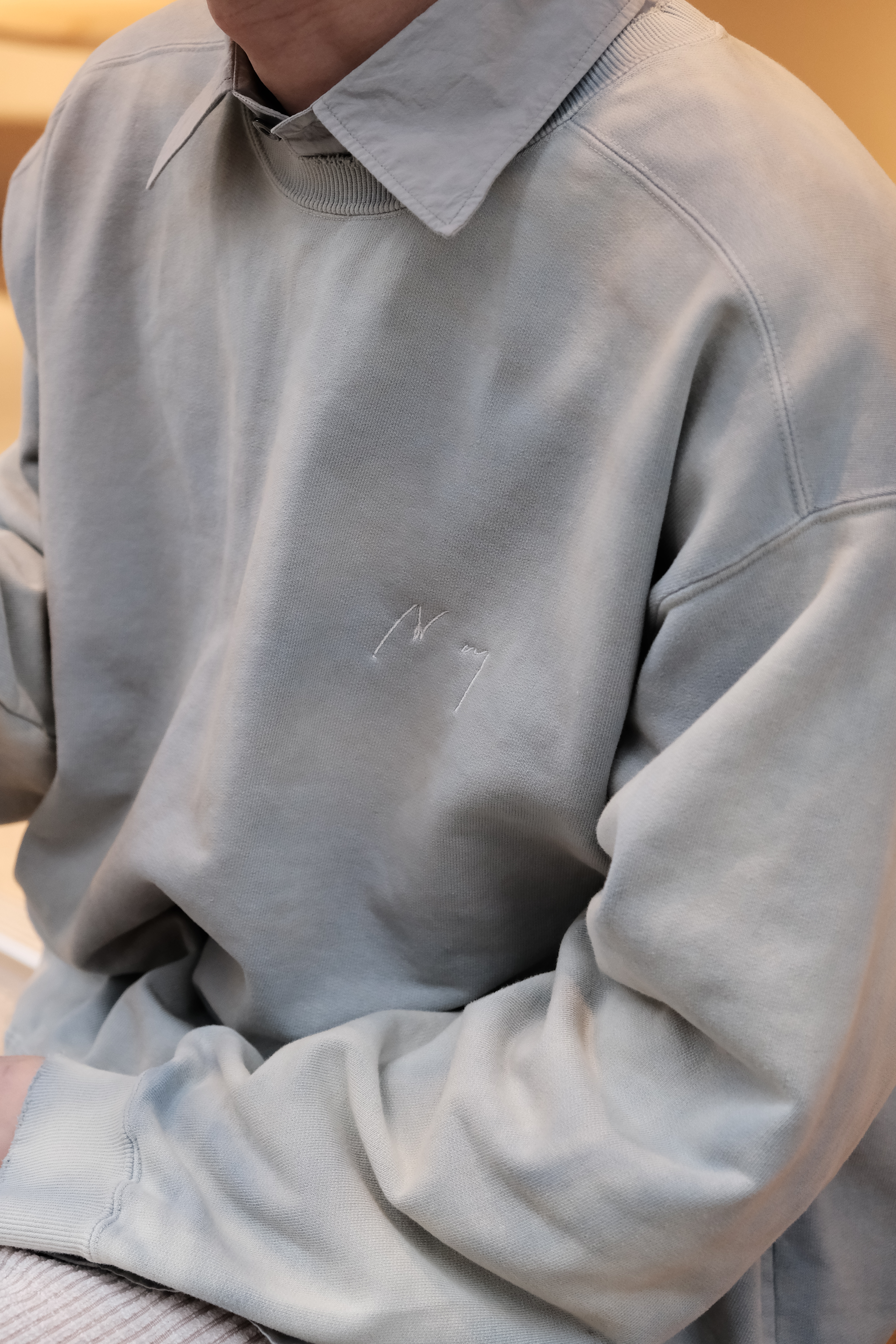 ANCELLM - UNEVENNESS SWEAT SHIRT / SAX