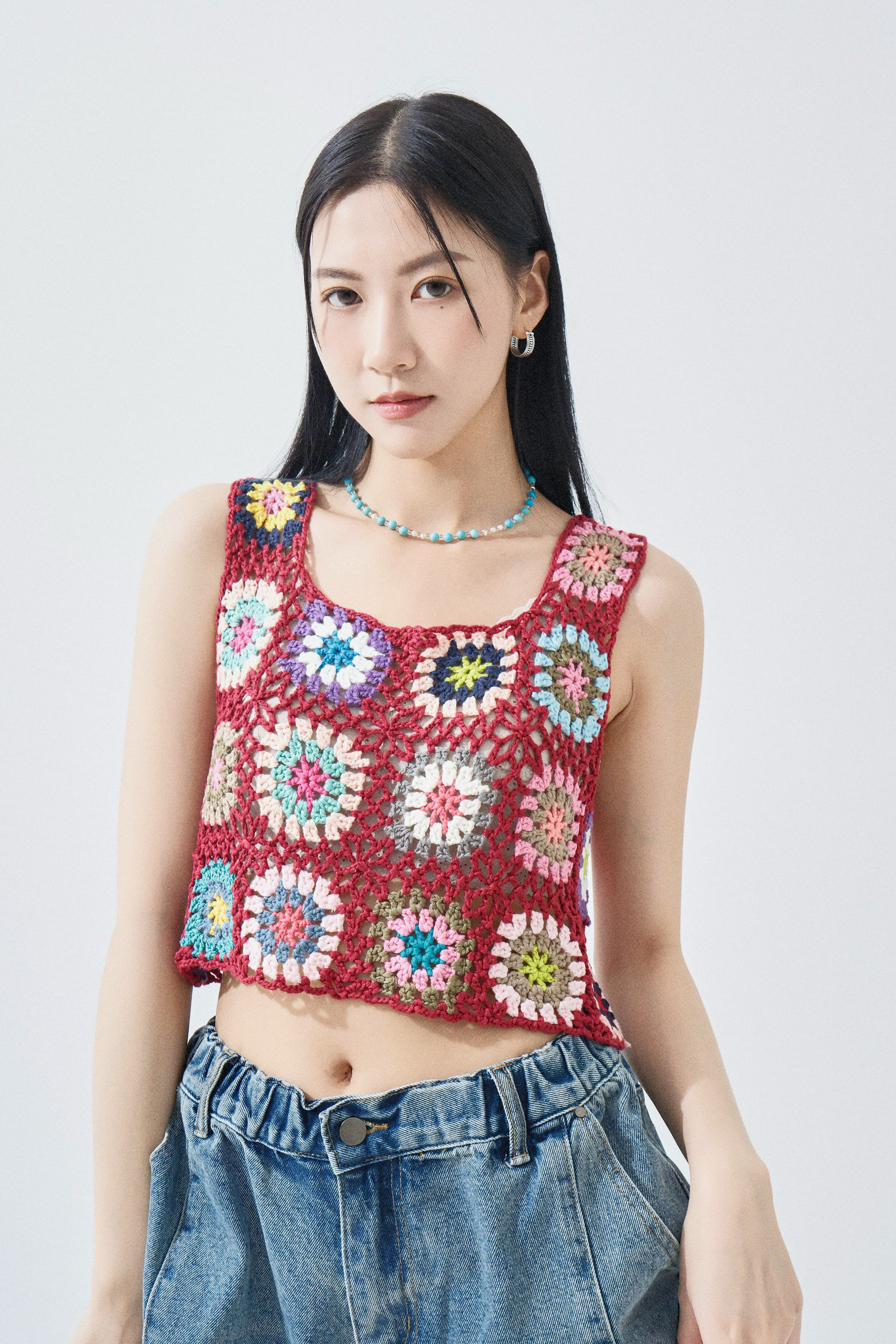 民族手勾花背心  (^現貨款式）