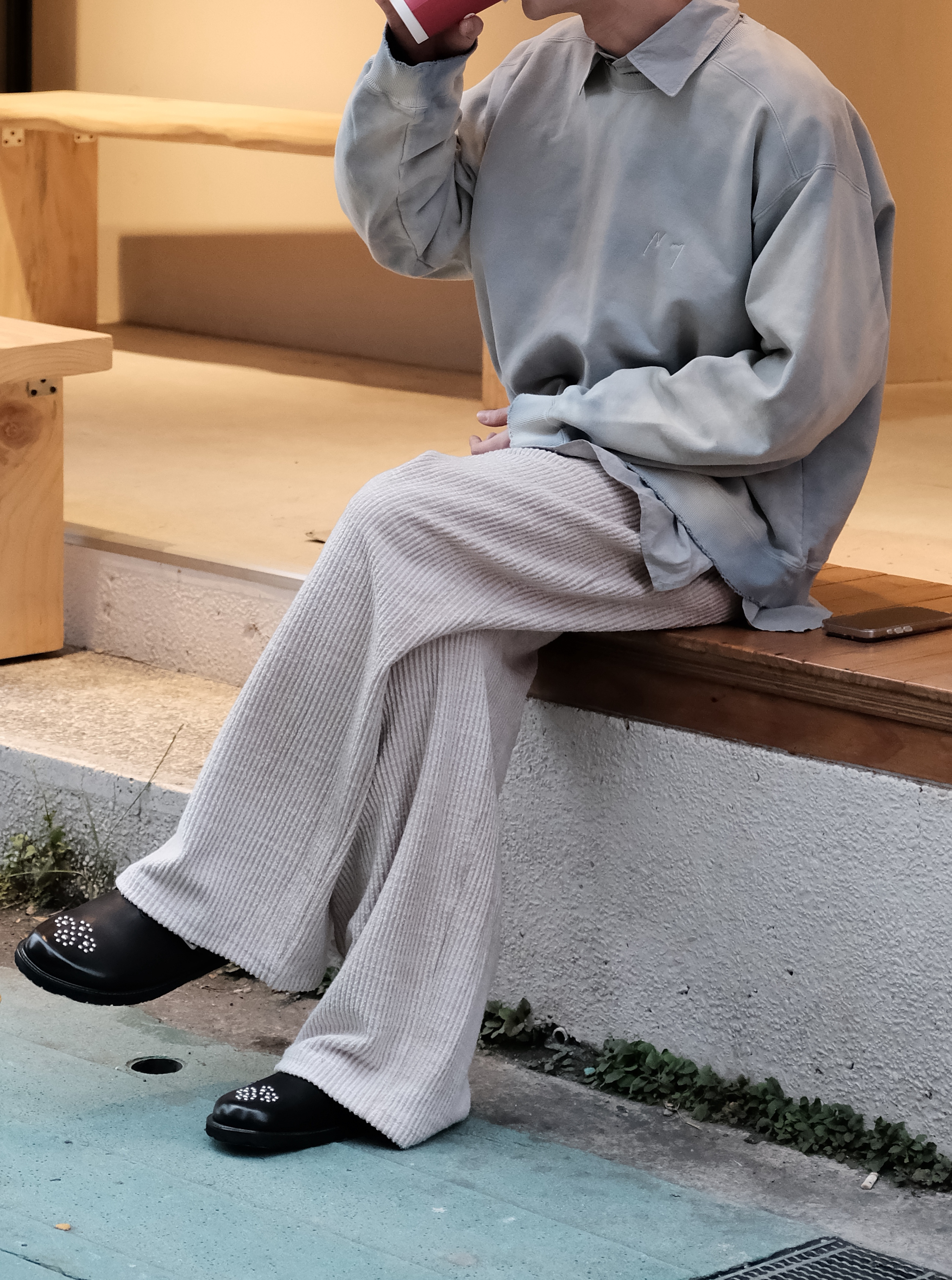 パンツ ANCELLM 25SS CUT STRIPE EASY SLACKS ANCELLM 25SS CUT STRIPE EASY SLACKS CUT STRIPE EASY SLACKS(BLACK