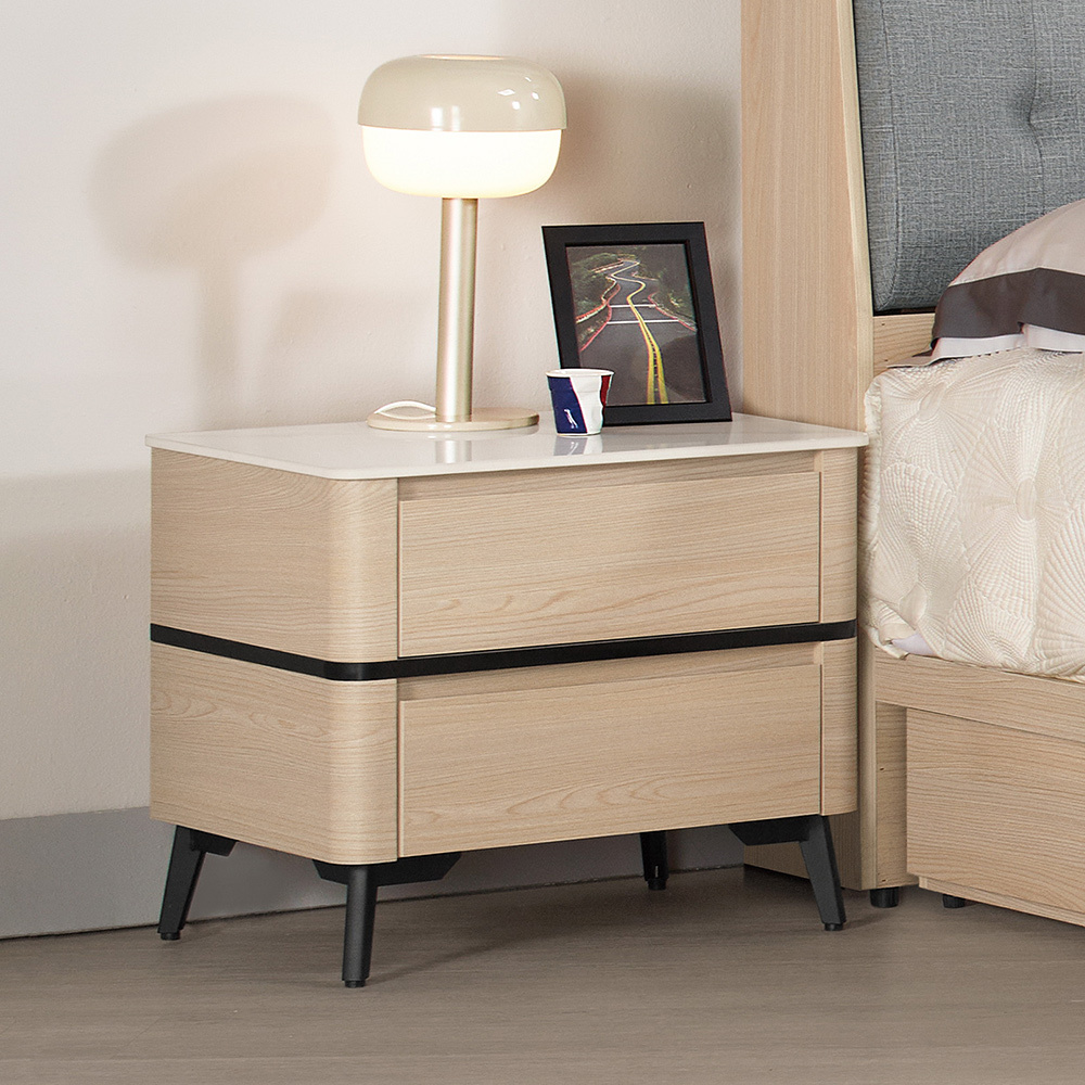 恩洛1.8尺岩板床頭櫃/二抽收納櫃/置物櫃