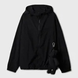 [S] WHO.A.U BLACK STEVE PACKABLE WINDBREAKER, WHJJF2508U19-BLACK (SWAU522)