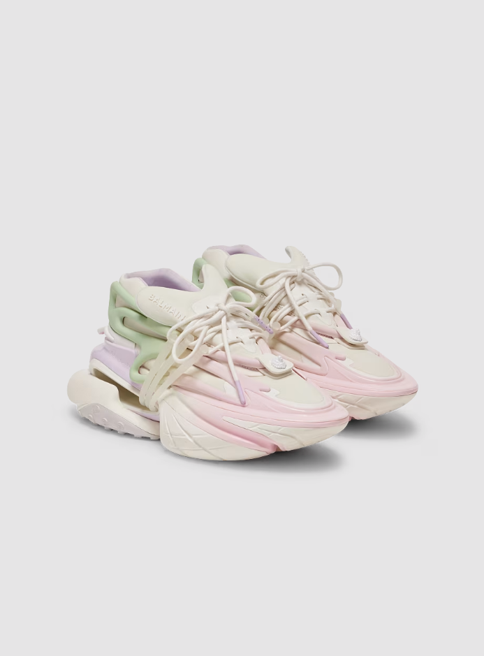 【 BALMAIN UNICORN 皮革運動鞋 - 粉彩x綠 】