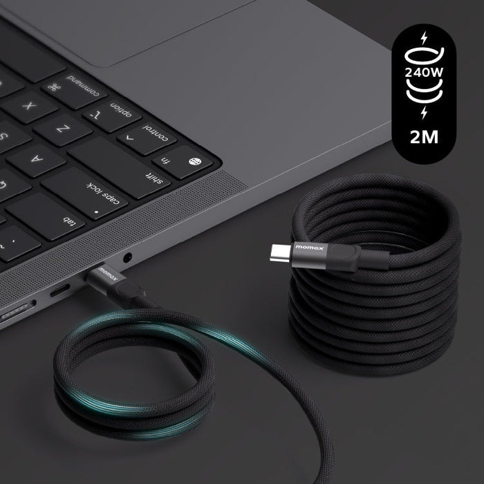 MOMAX - 【黑色】 Mag.Link 240W USB-C to USB-C 磁吸充電線 2M (DC71D)
