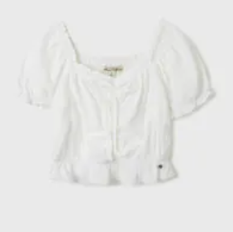 [S] WHO.A.U IVORY DOBBY SHIRING BLOUSE, WHYAF2541F39-IVORY (SWAU523)